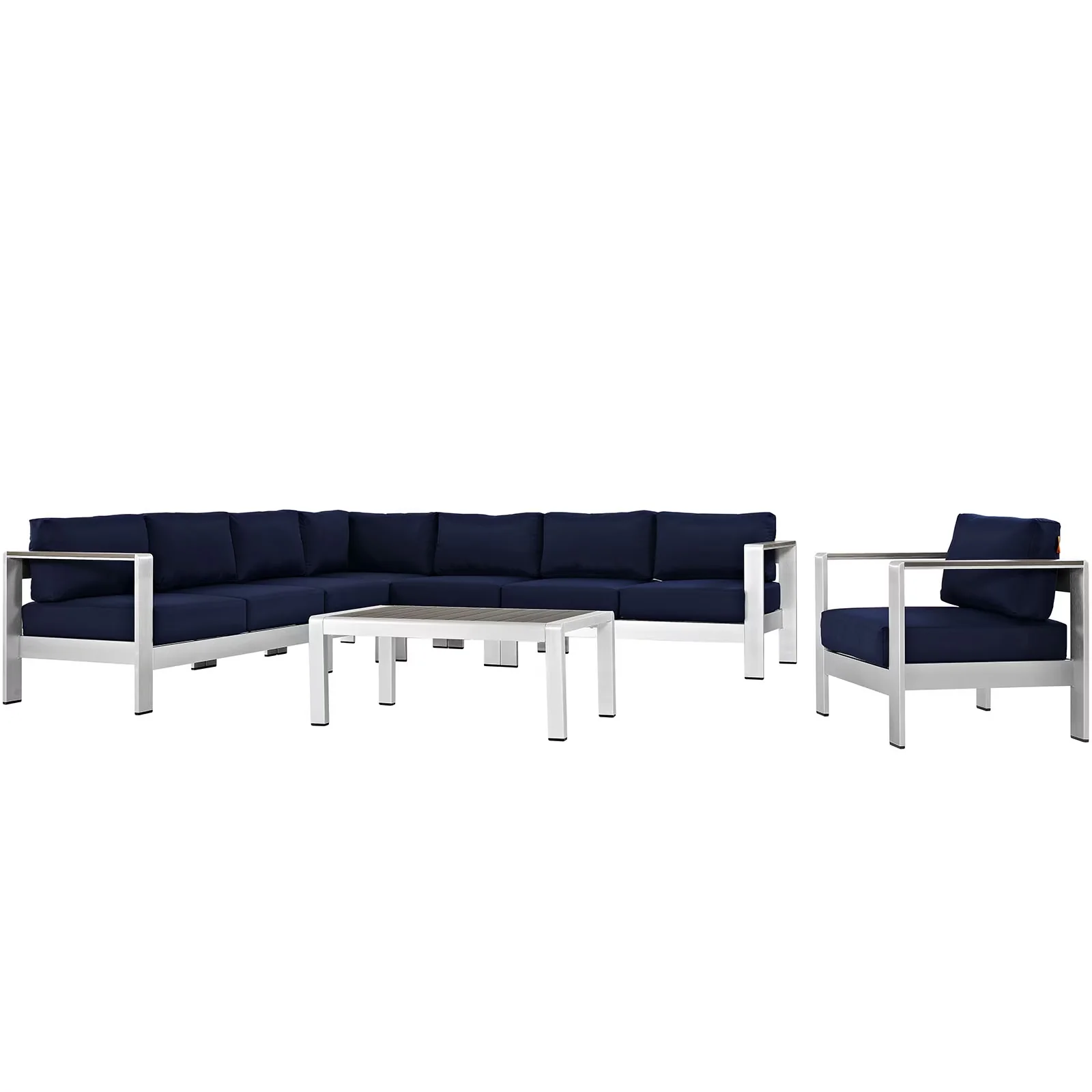 Essential Outdoor Sofas Sectional with Water-Resistant, Contemporary - Silver Fabric Model 43B6D6