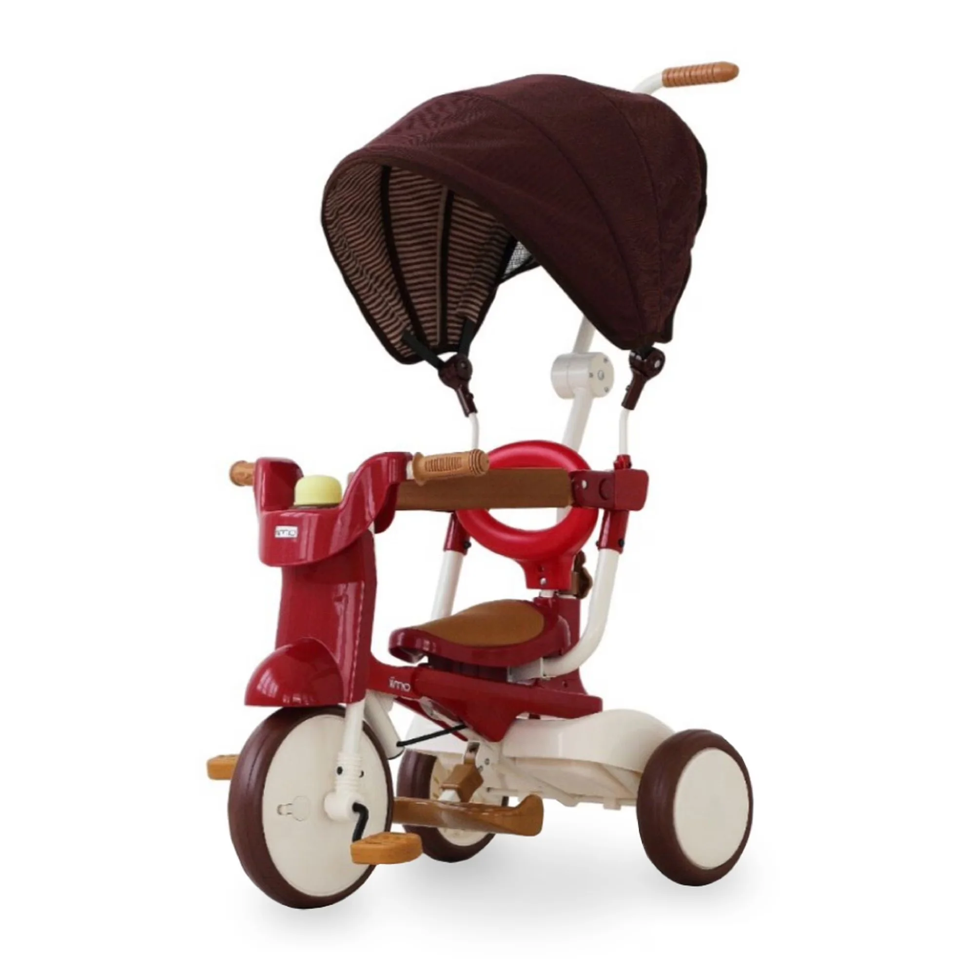 Compact Kids Bike with 3-in-1 Foldable Tricycle, Foldable Foot Rest, Canopy (Eternity Red) - Red Model D70919