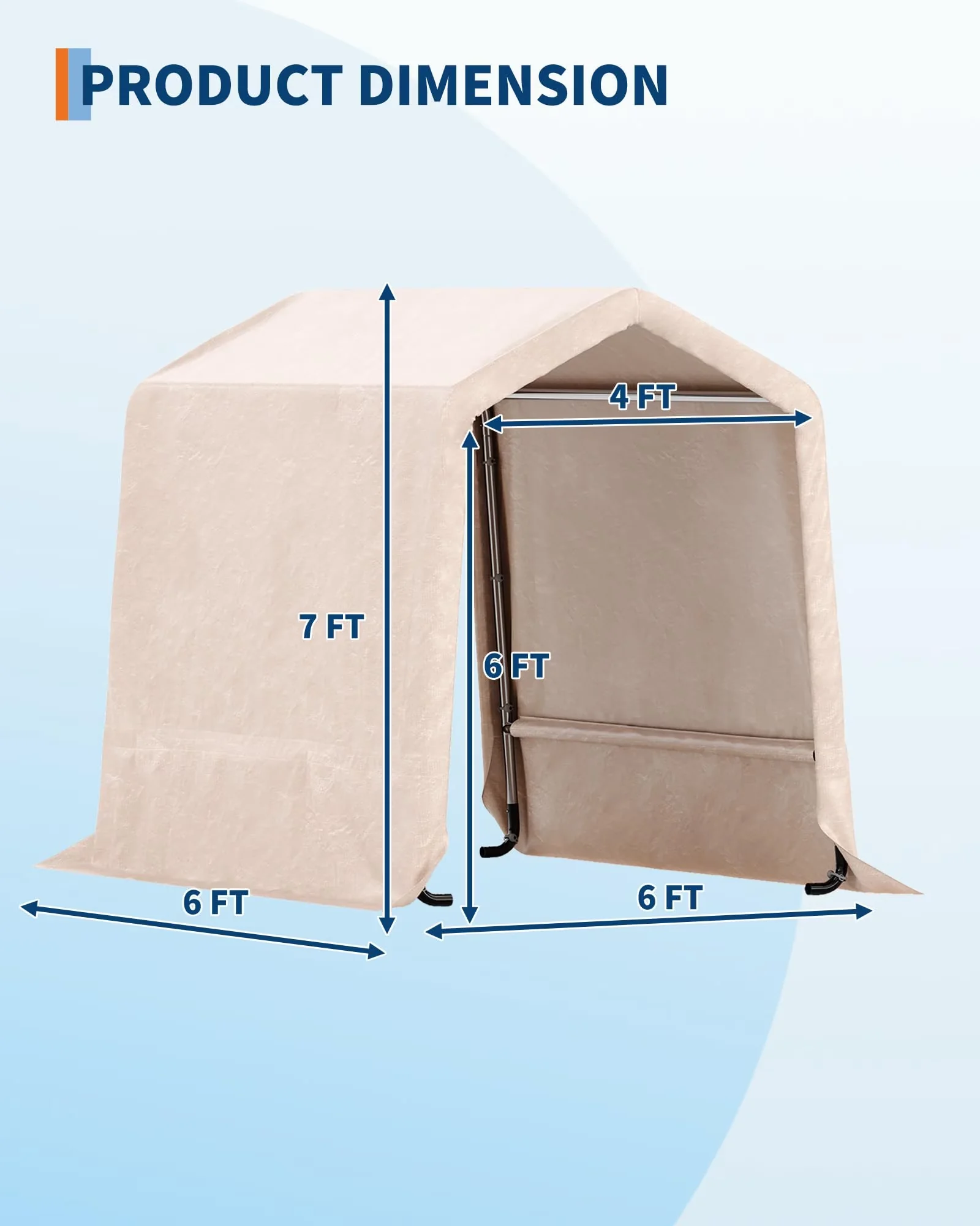 Shed Stylish with Waterproof, Roll-Up Door & Vents, 6x6 FT Portable Outdoor Storage - Khaki Steel, Pe for Garden Model 3E2AFB