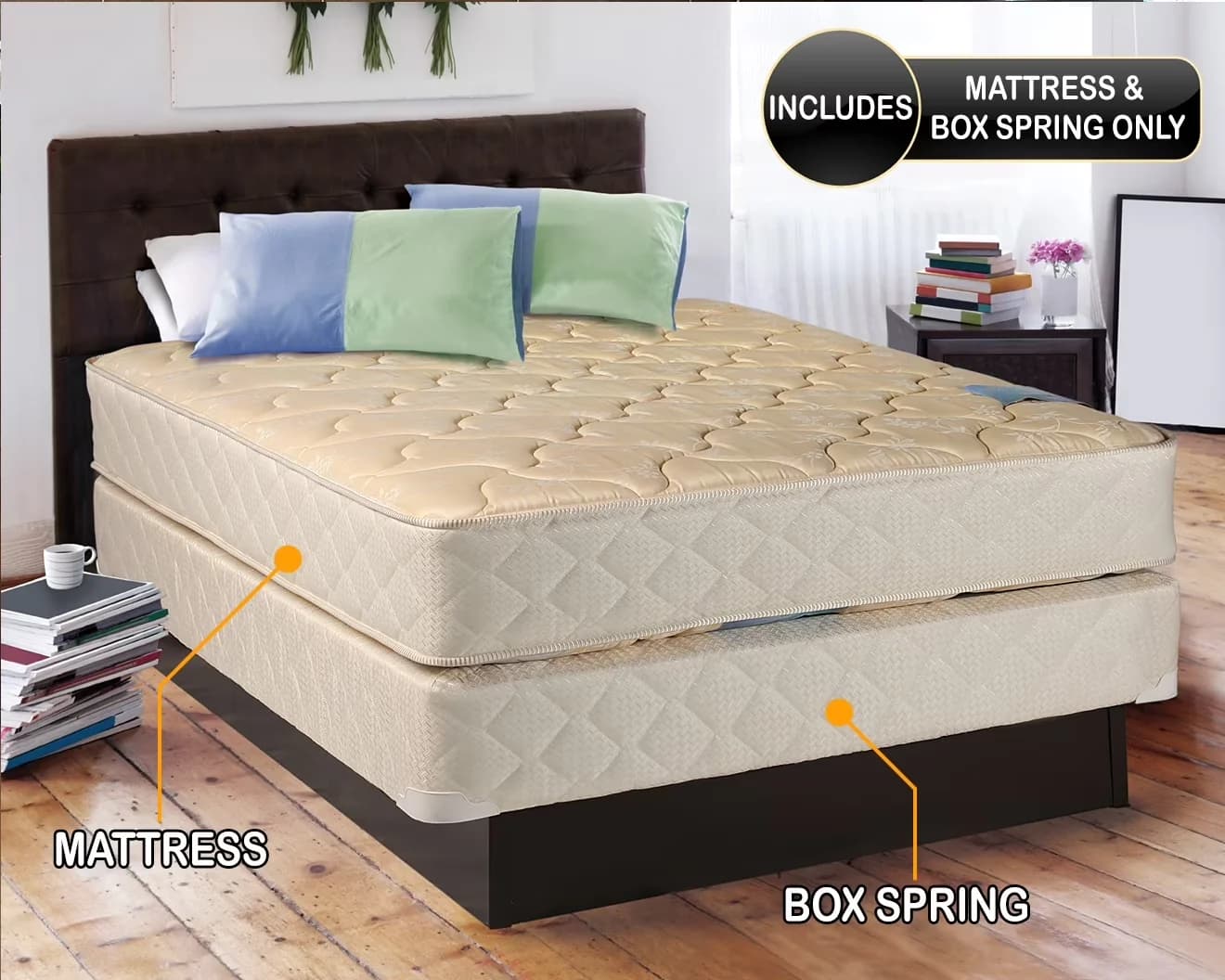 Stylish Mattresses Accessory with Mattress Cover Protector, Two-Sided - Fabric Beige Model 1913BC
