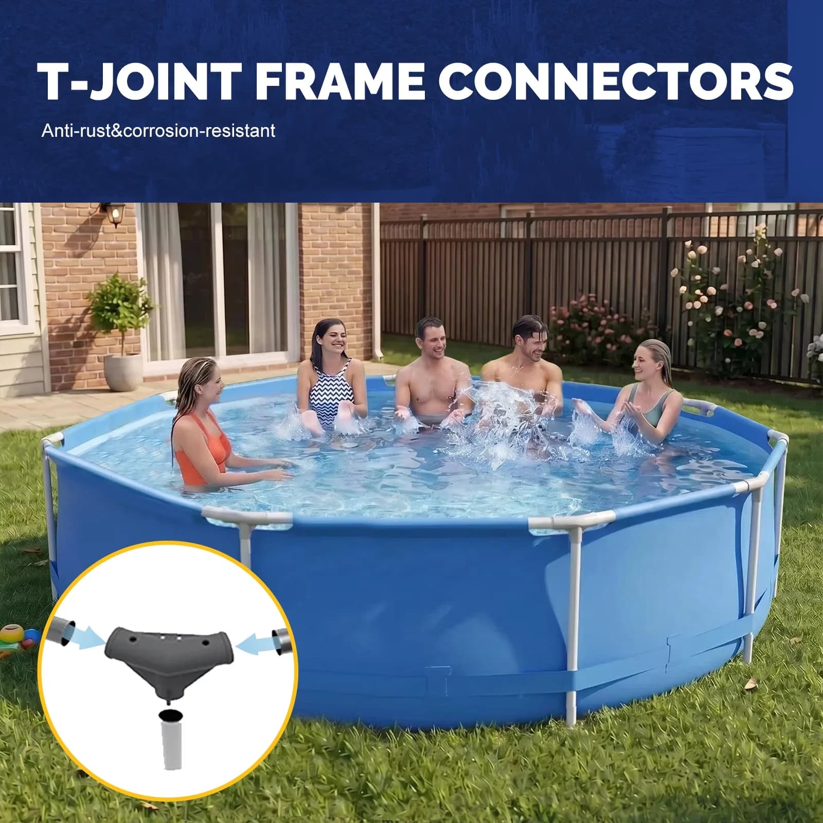 Modern Above Ground Pool with 10ft x 30in Metal Frame Swimming, Round, Water capacity(90%): 1158 GAL - Blue Model 663FB6