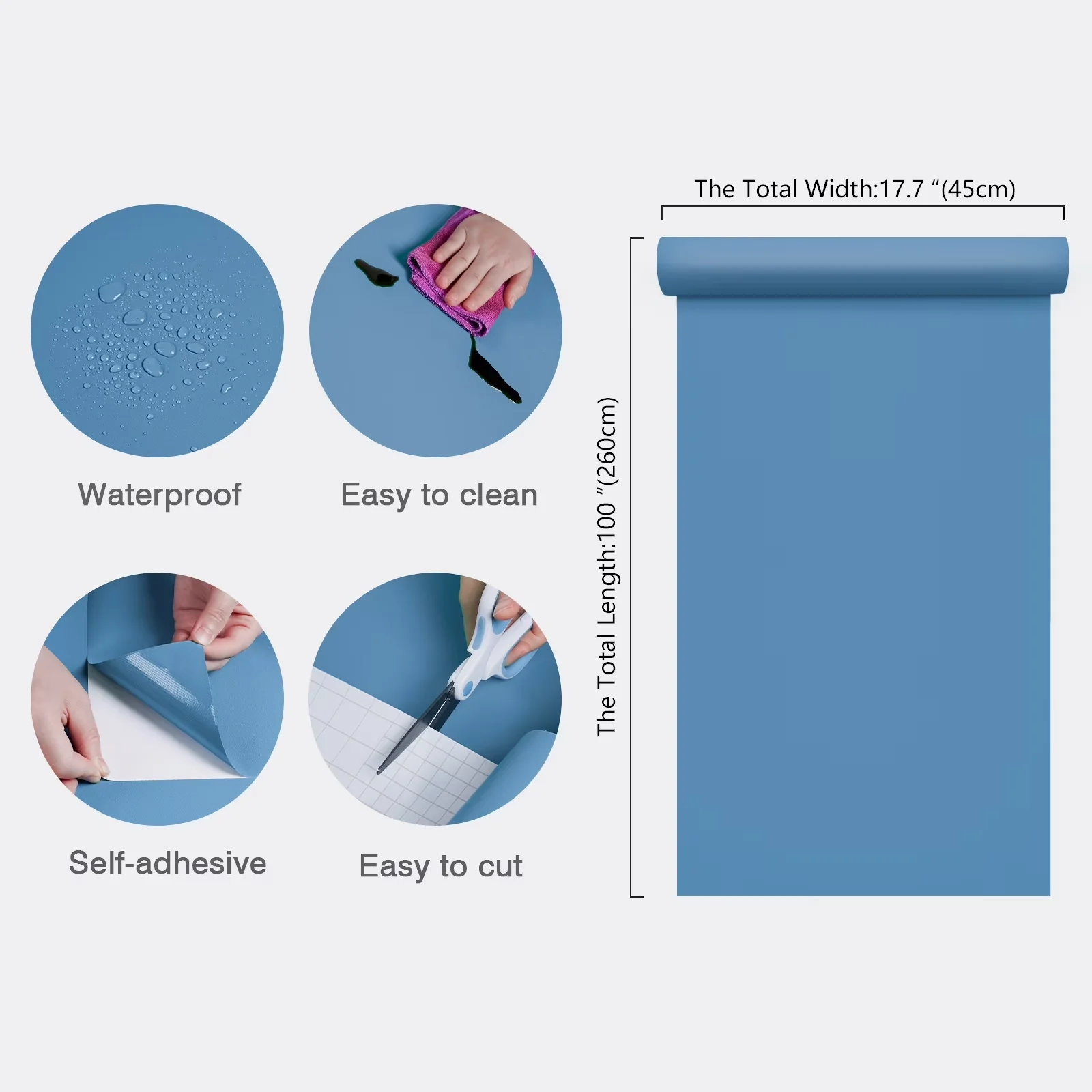 Versatile Wallpaper Wall Decals Wall Covering with Removable, Blue Peel and Stick - Vinyl Blue Model 6FE17D