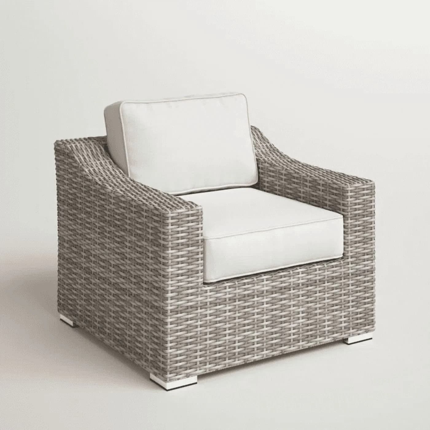 Patio Chair Efficient with Removable Cushions, Cushions, Seating - Gray Aluminum, Resin Wicker, Synthetic, Foam Model 401445