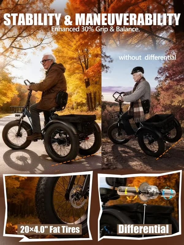 Compact Electric Bike with Battery, Adjustable Seat Height, Adjustable Speed - Black Model 188EFC