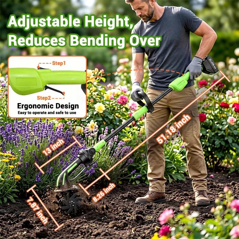Modern Trillers Cultivator with Battery, 24V, 4” Depth x 4” Width - Heavy Duty Model E720CE