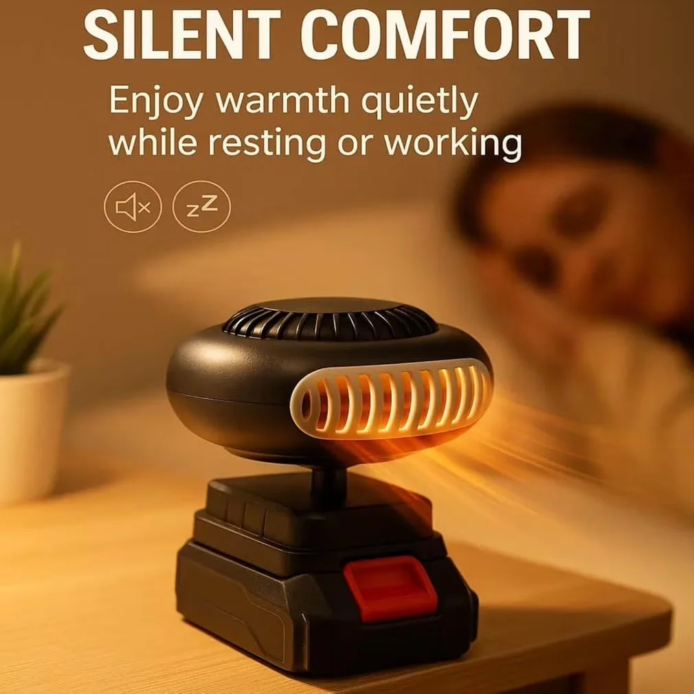 Premium Portable And Electric Space Heater with Battery, Battery Operated Li - Black for Car, Camping Model 52358B