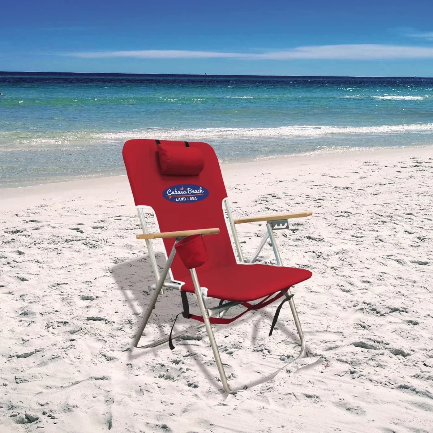 Premium Beach Chair with Folding, Weather-Resistant, Set of 2 - Red Deluxe Model 71B824