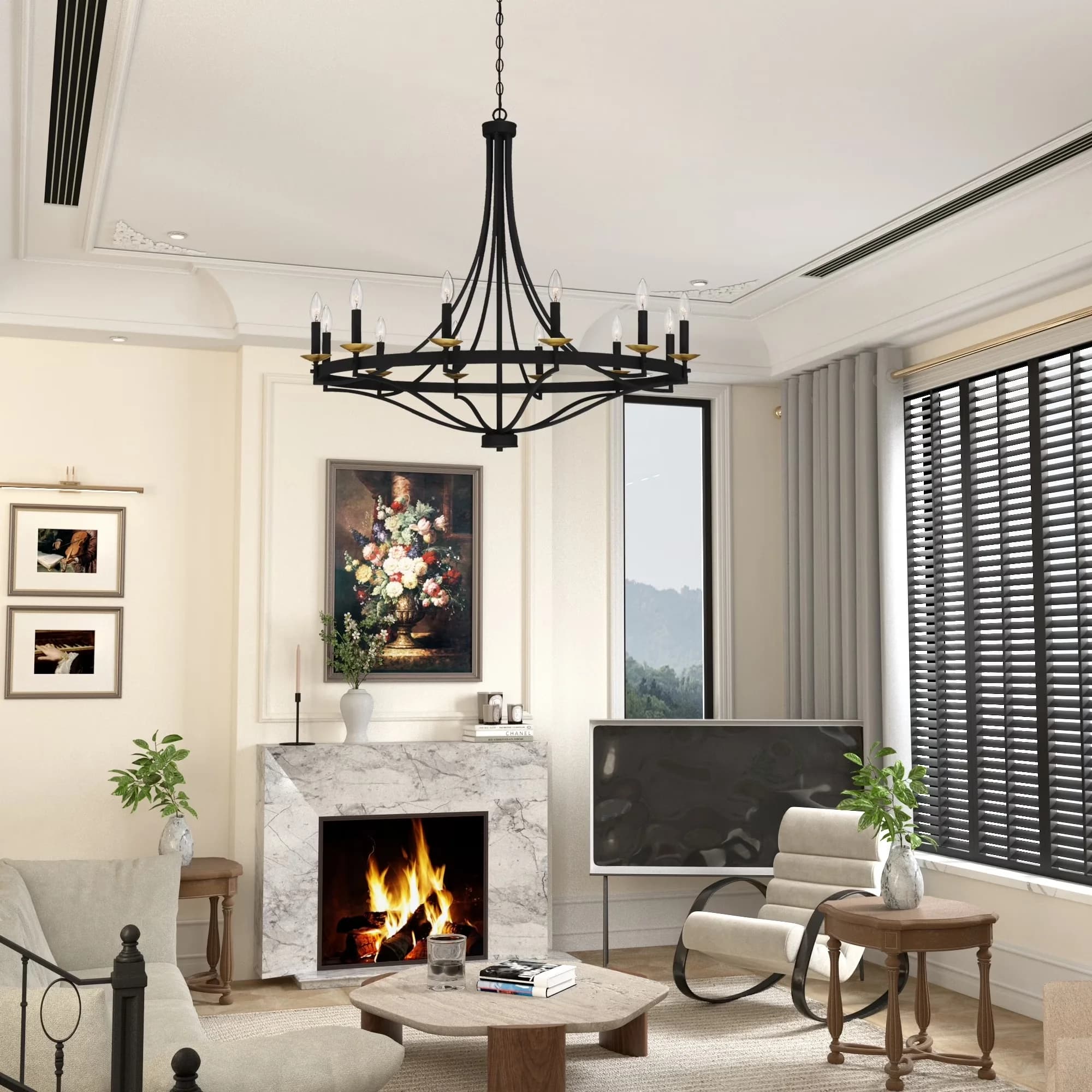 Modern Ceiling Lights Fixture with LED, Dimmable, Matte - Steel Black 12 Model A9D4E4