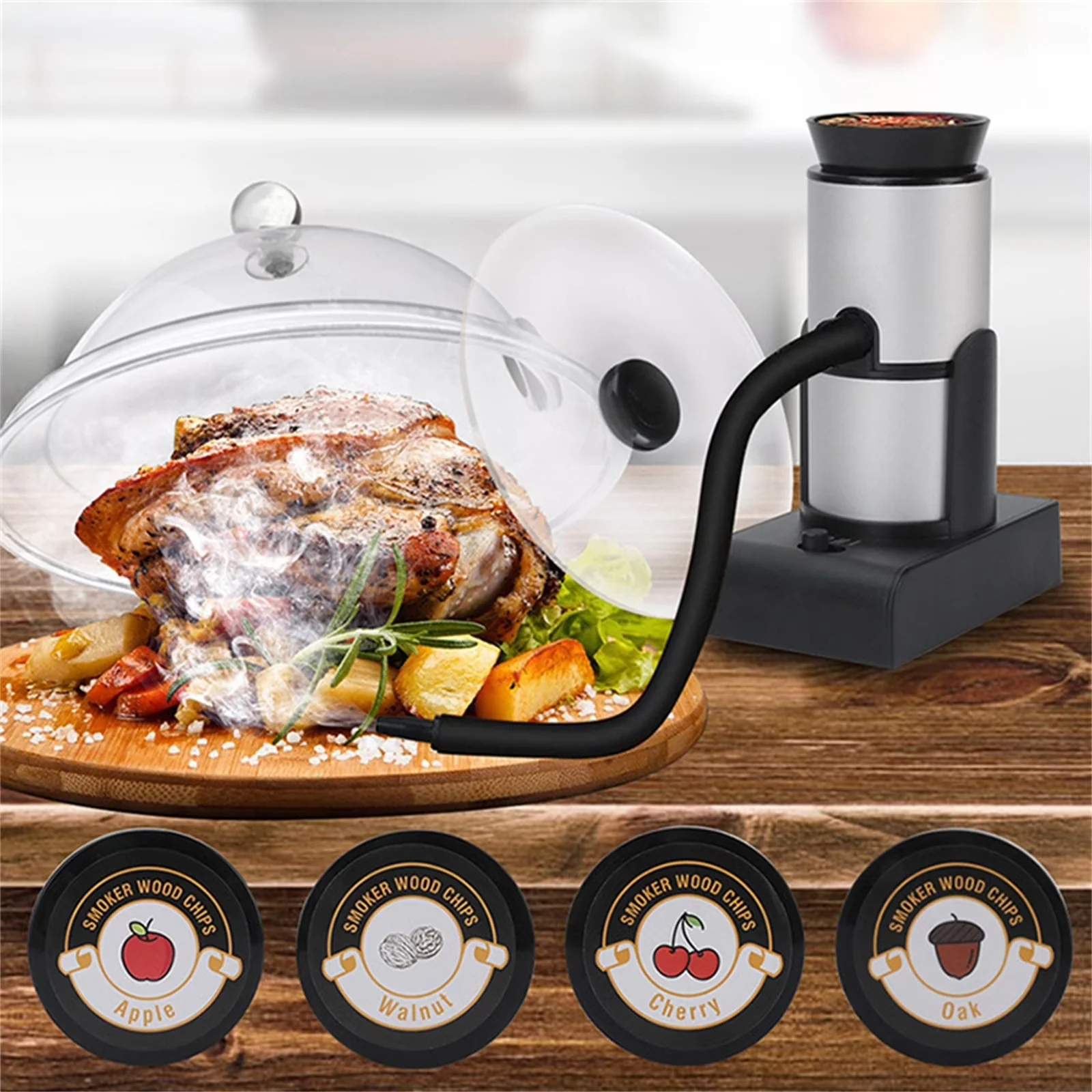 Quality Smoker with Torch Portable Food, Kit - Aluminum Alloy, Plastic Silver Model 45DA27