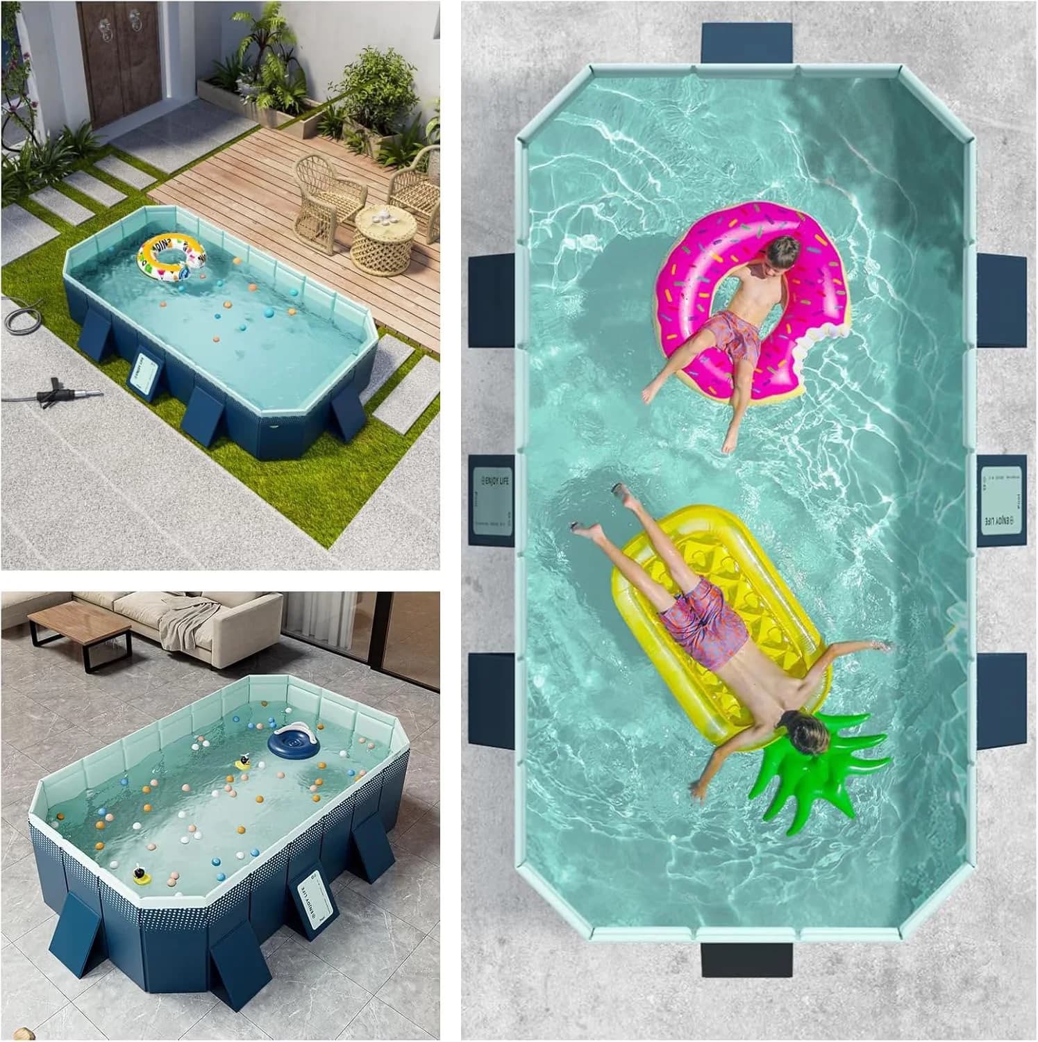 Essential Inflatable Pool with Puncture Resistant, Non-Inflatable Swimming Pools - Blue Model FB21F3
