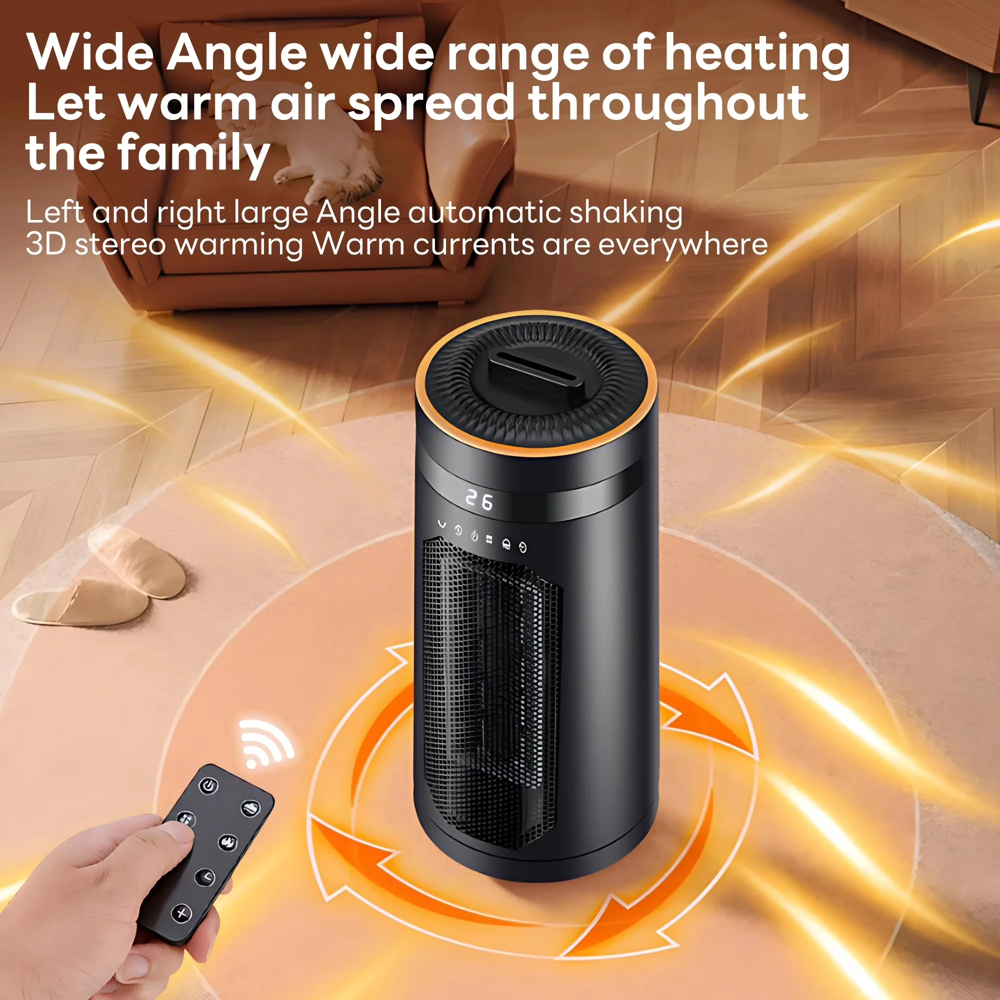 Premium Portable And Electric Space Heater with 2000W, Touchscreen, Automatic Shutoff - Black for Home, Office Model B38629