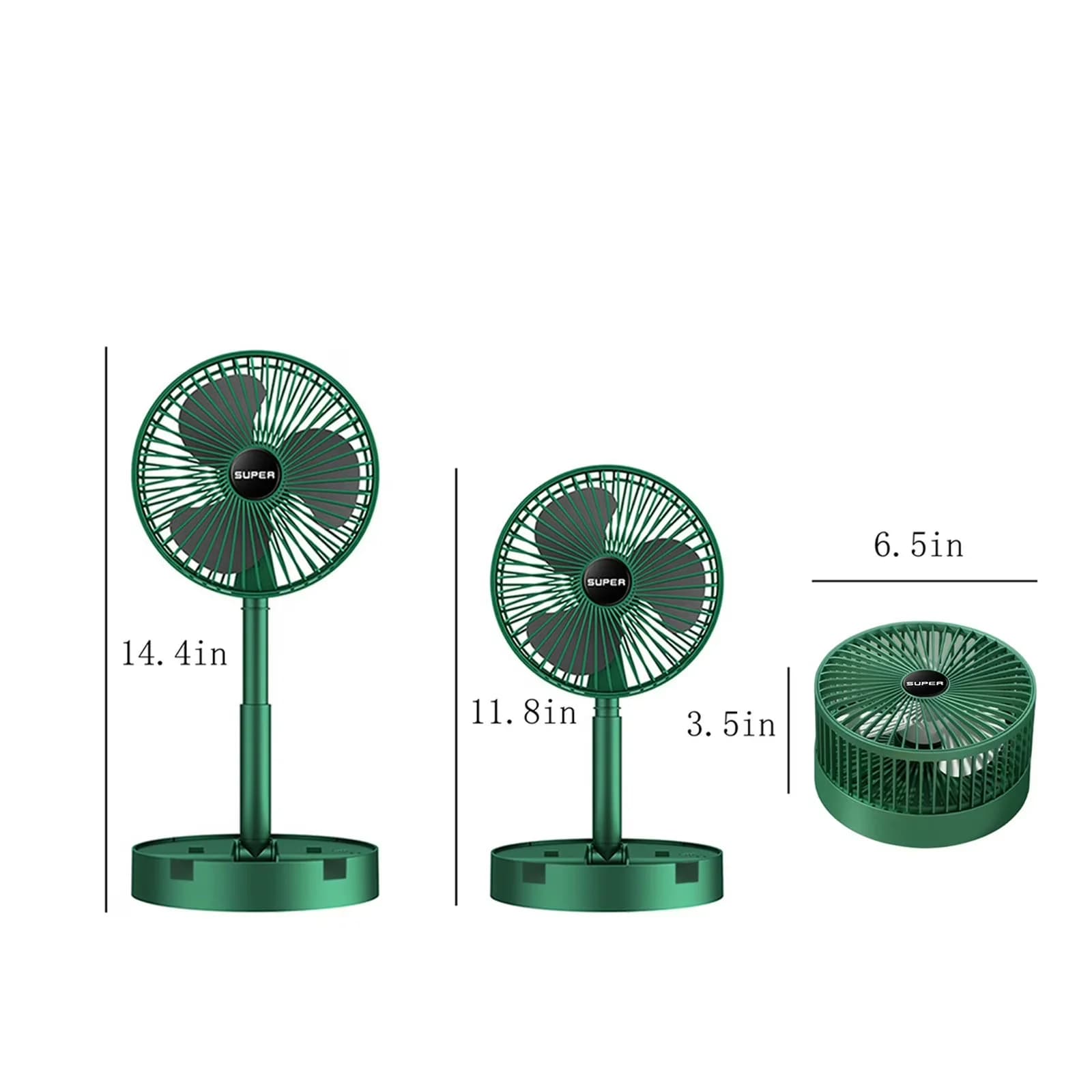 Fans In Cooling Versatile with 3-Speed Wind Speed Desktop Small Fan, Stretchable Fan, Quiet Personal Fan - Plastic Green Model 612607