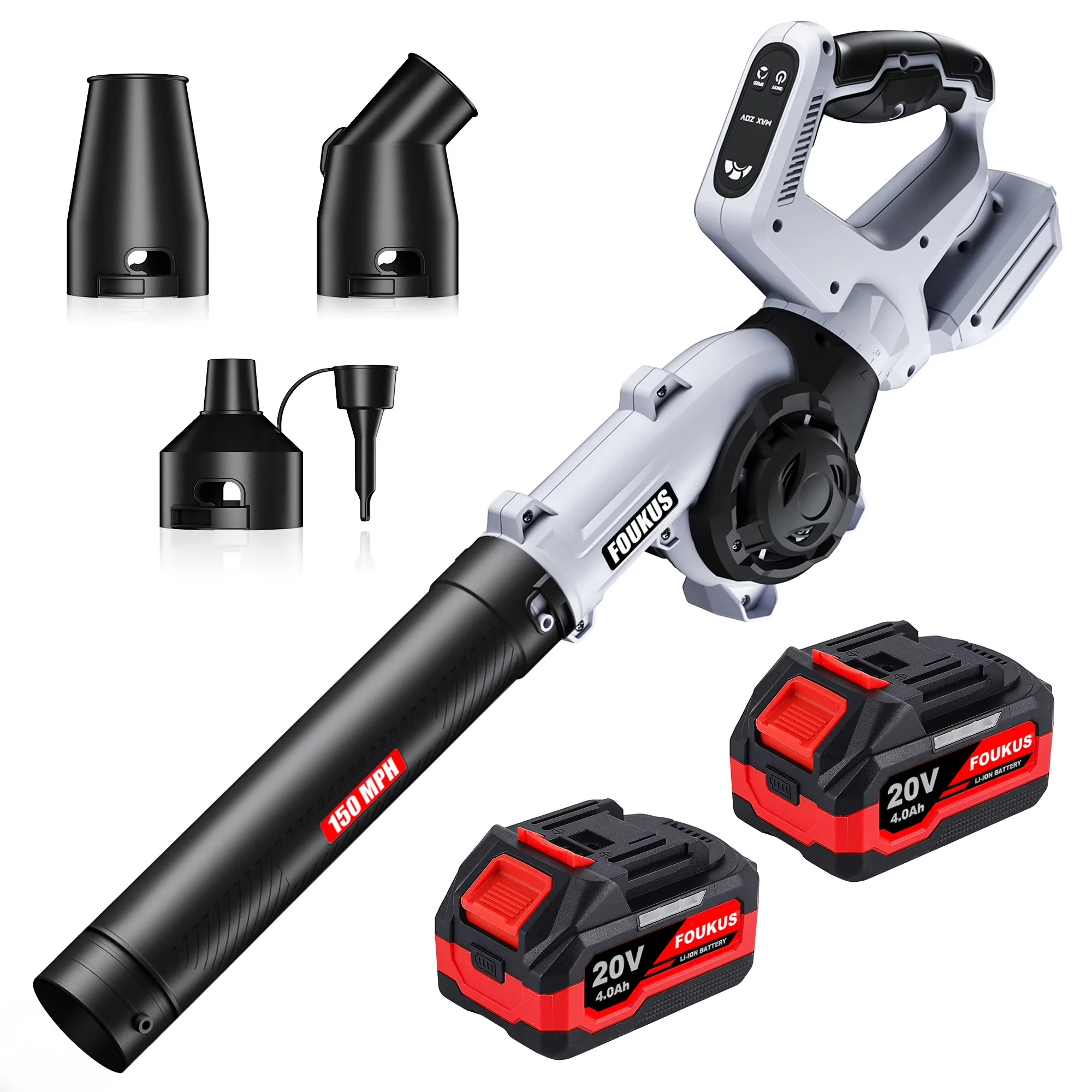 Professional Leaf Blower with Battery, 20V, High Power Electric Cordless for Garden - Model C867C4