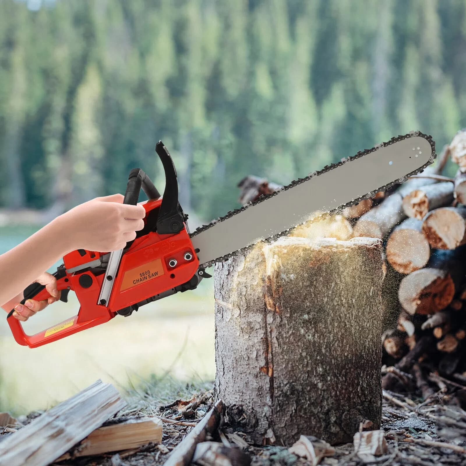 Professional Chainsaw with Chain Brake, Adjust the Chain Tightness. - Orange Model 972F49