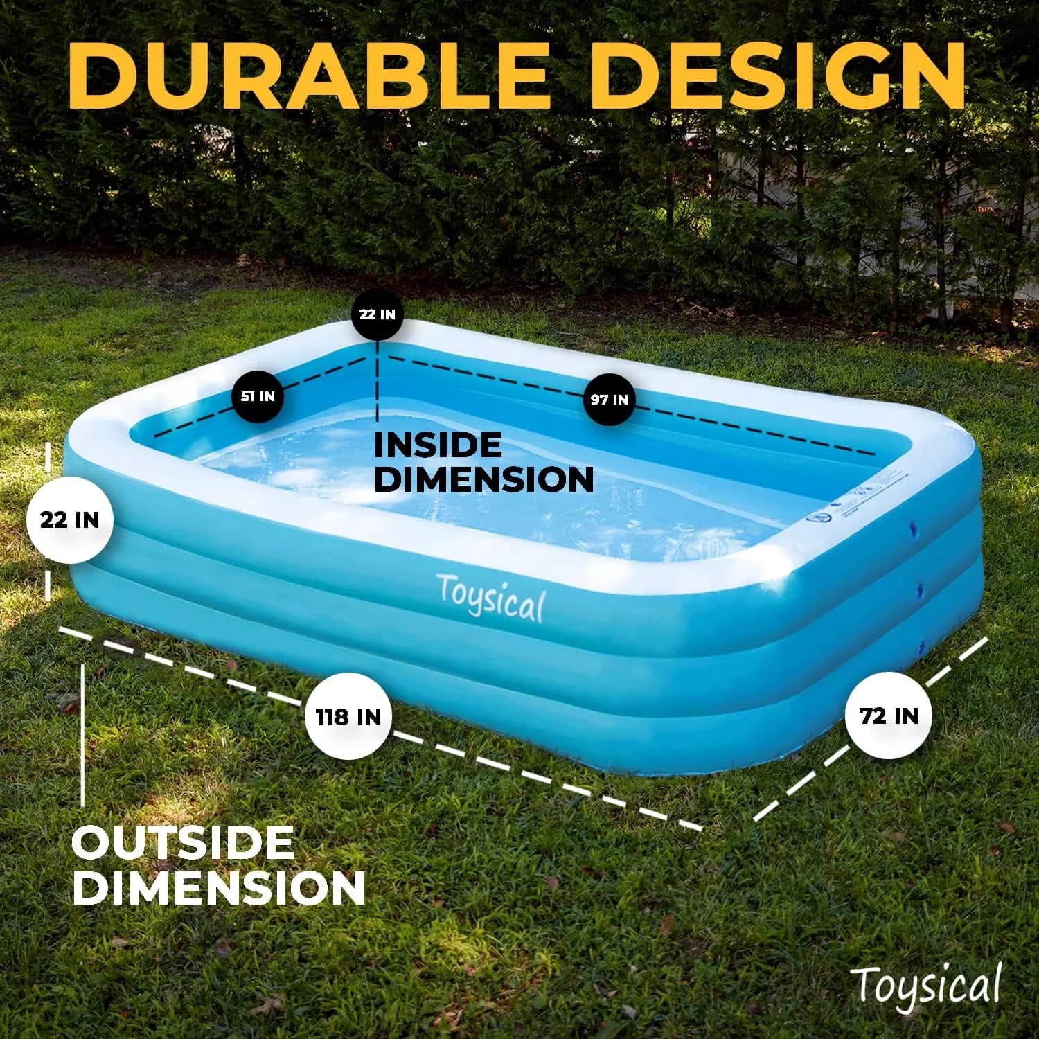Inflatable Pool Professional with Air Pump, 118 x 72 x 22” Above Ground - Blue Model 63F142