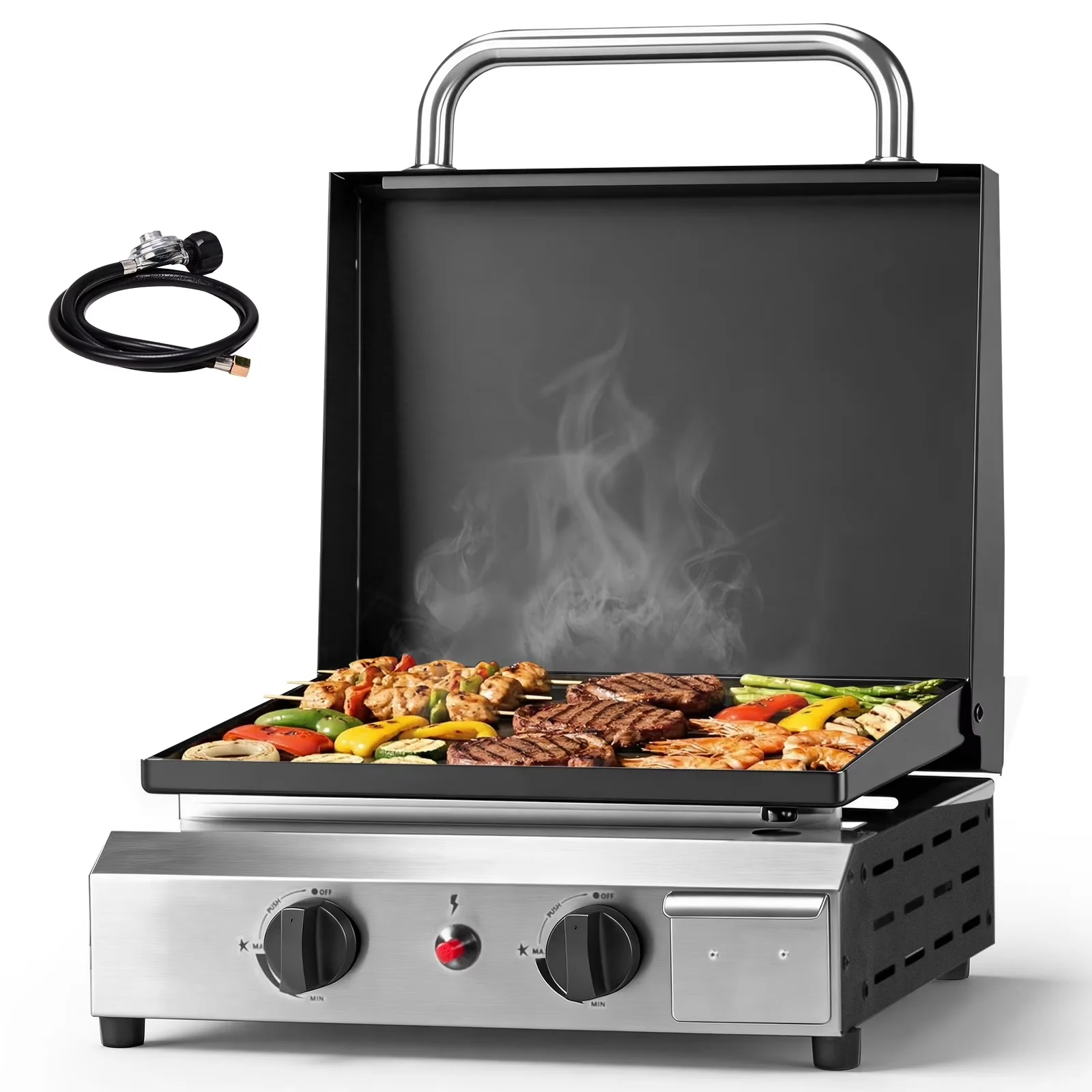 Flat Top Grill Innovative with Portable - Stainless Steel Black Propane Model 5C30AE