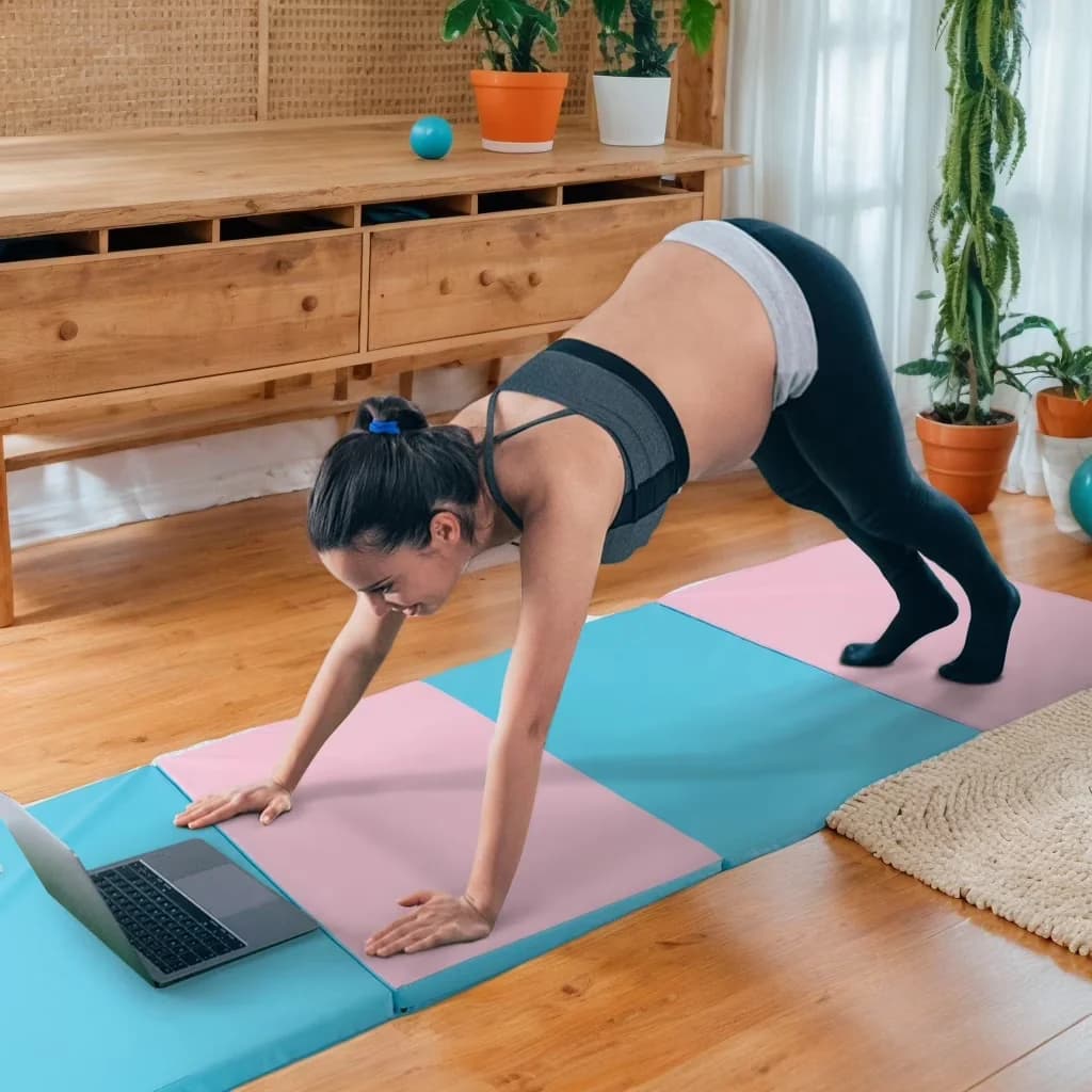Premium Home Gym with Sweatproof, Folding, Folding Gymnastics Mat - Blue Pu, Epe Foam Model E81EDB