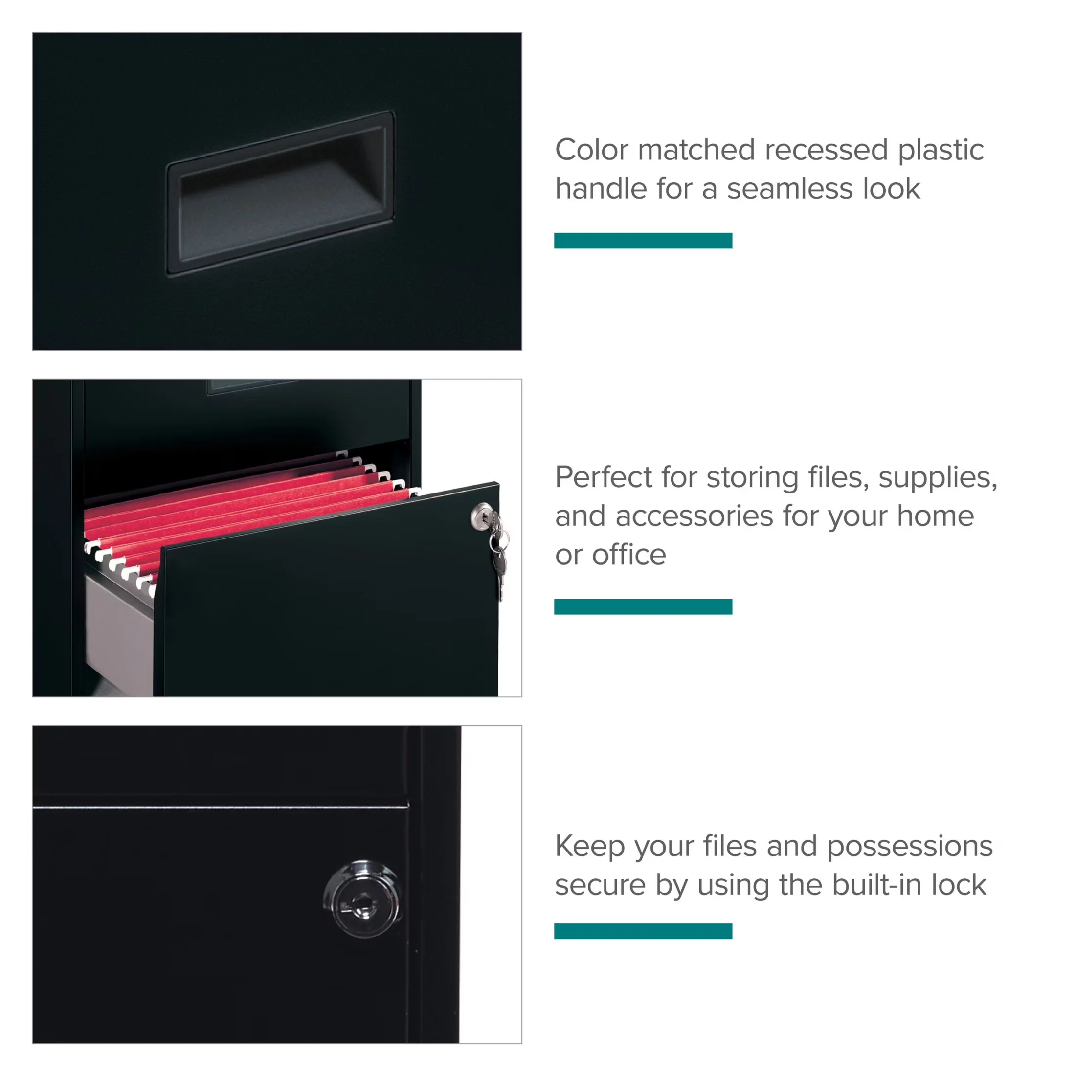 Durable Moving with Lockable, Assembled in North America, Black - Black Model 113AAC