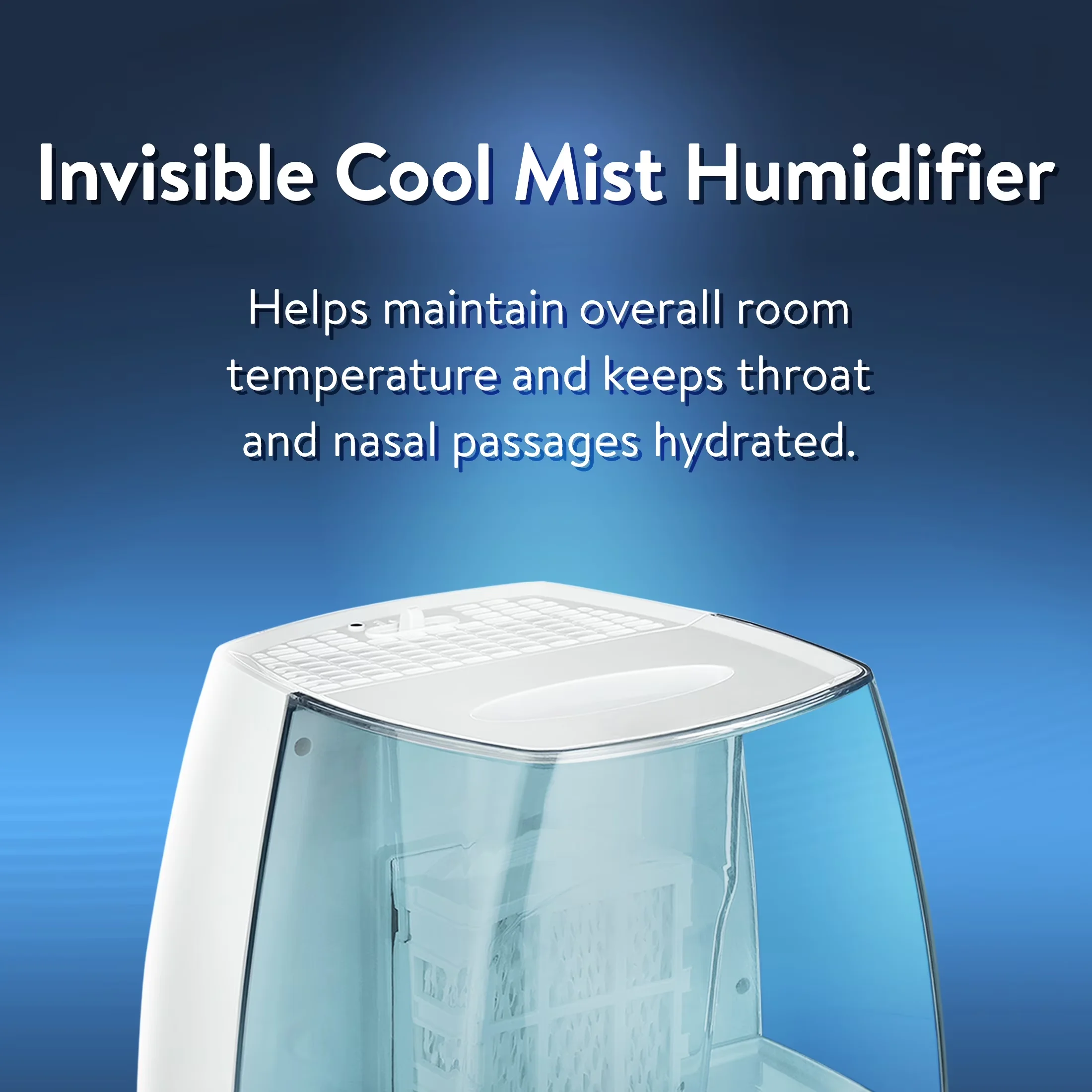 Humidifier Compact with Designed for rooms up to 250 square feet, 1.1-Gallon Invisible Cool Mist - Model 01DDE2