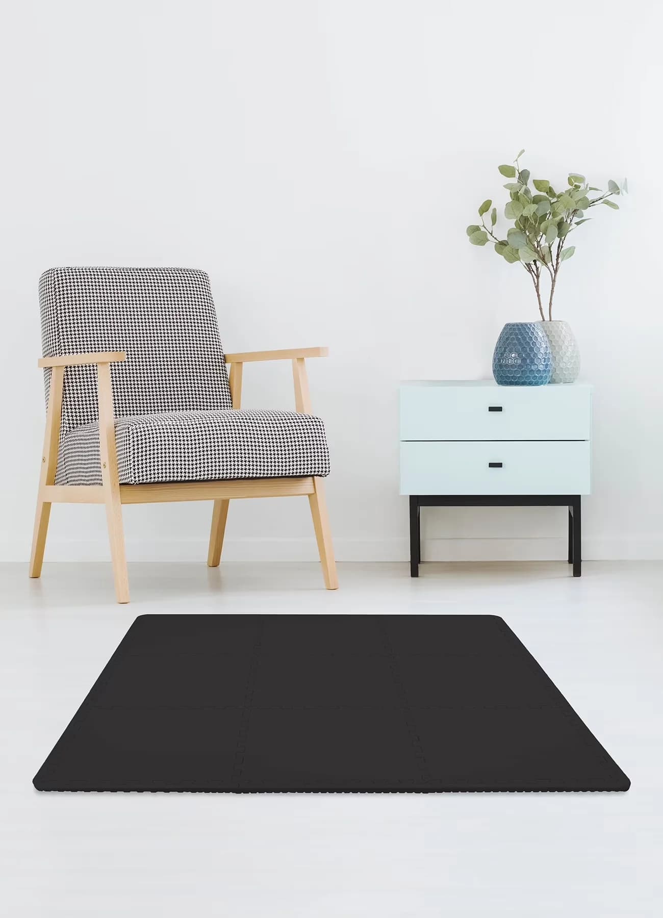 Classic Grey Vinyl Flooring Vinyl Plank Flooring with Easy To Clean, Interlocking, Easy Installation - Foam Black Model A0907A