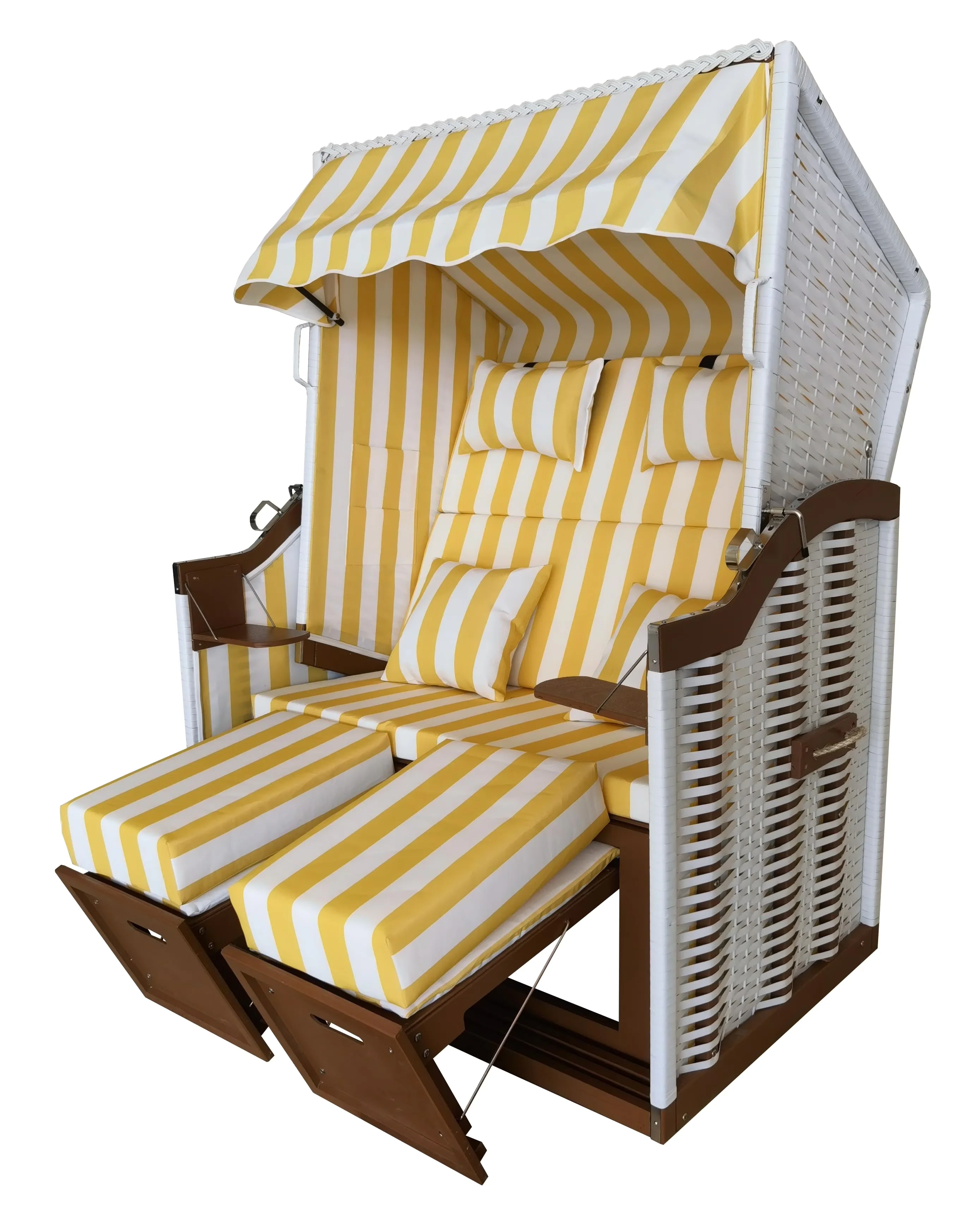 Innovative Beach Chair with Folding, 2 foldable side tables, Recliner Model - White Model 54BA5D