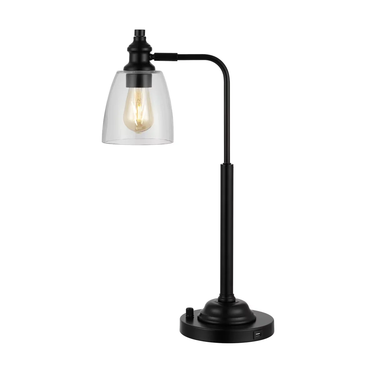 Versatile Table Lamp with LED, Mid-Century, Rino 23 in. Mid-Century Iron - Black Metal Model EDA8AF