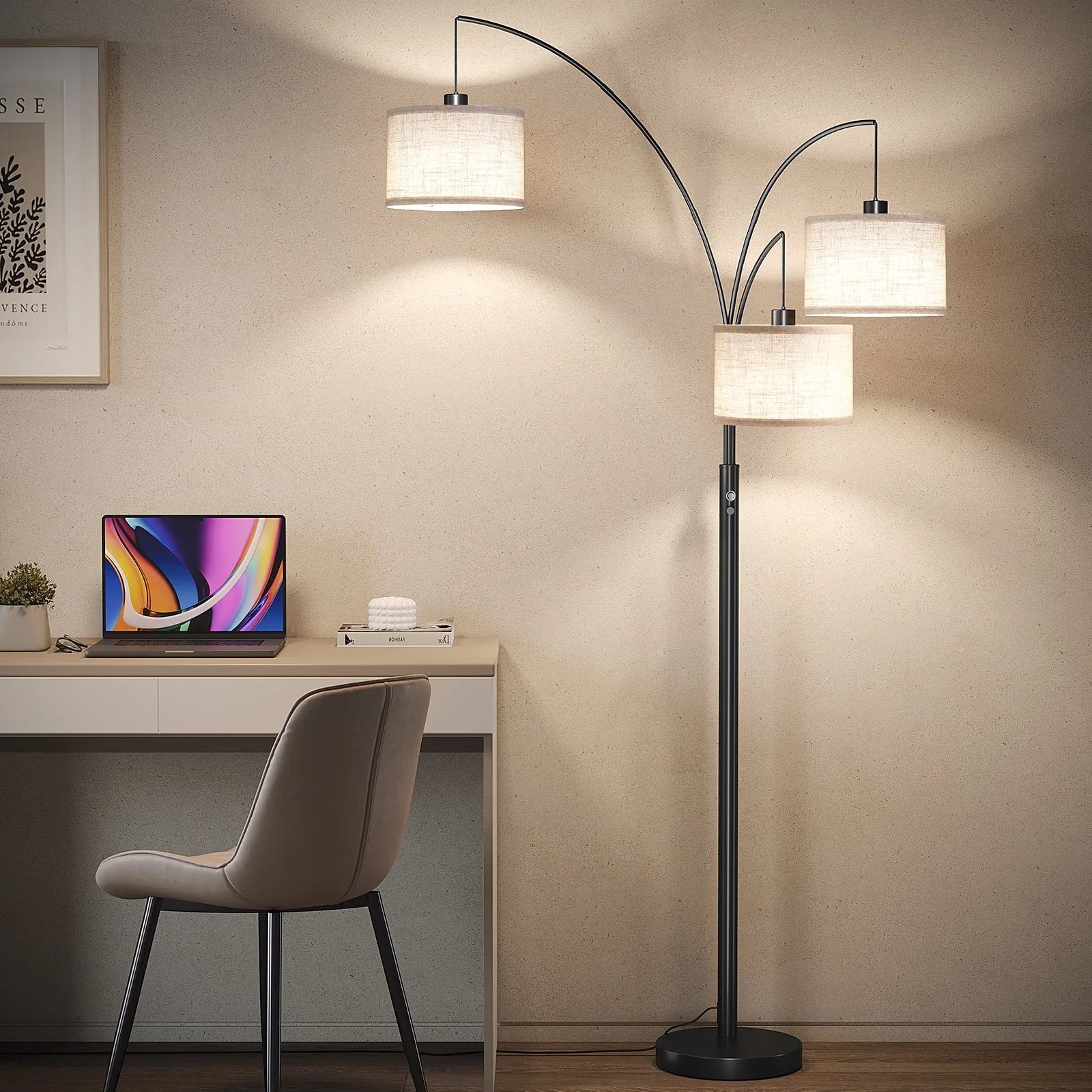 Professional Lamp with LED, Mid-Century, 3 Lights Floor - Black Metal - Heavy Duty Model 3F4CF7