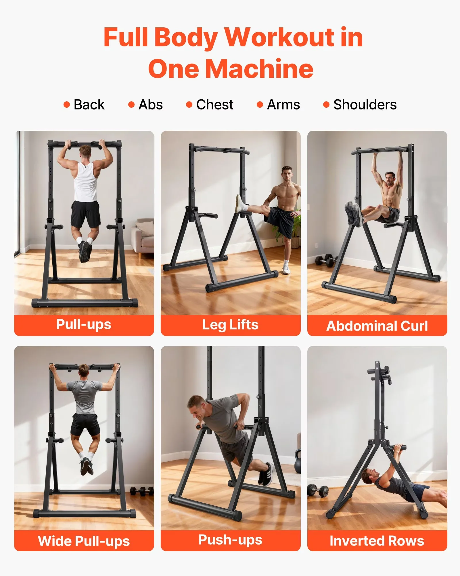 Professional Home Gym with Pullup Bars Free Standing, Capacity Portable Pullup Bar Station - Model 046314