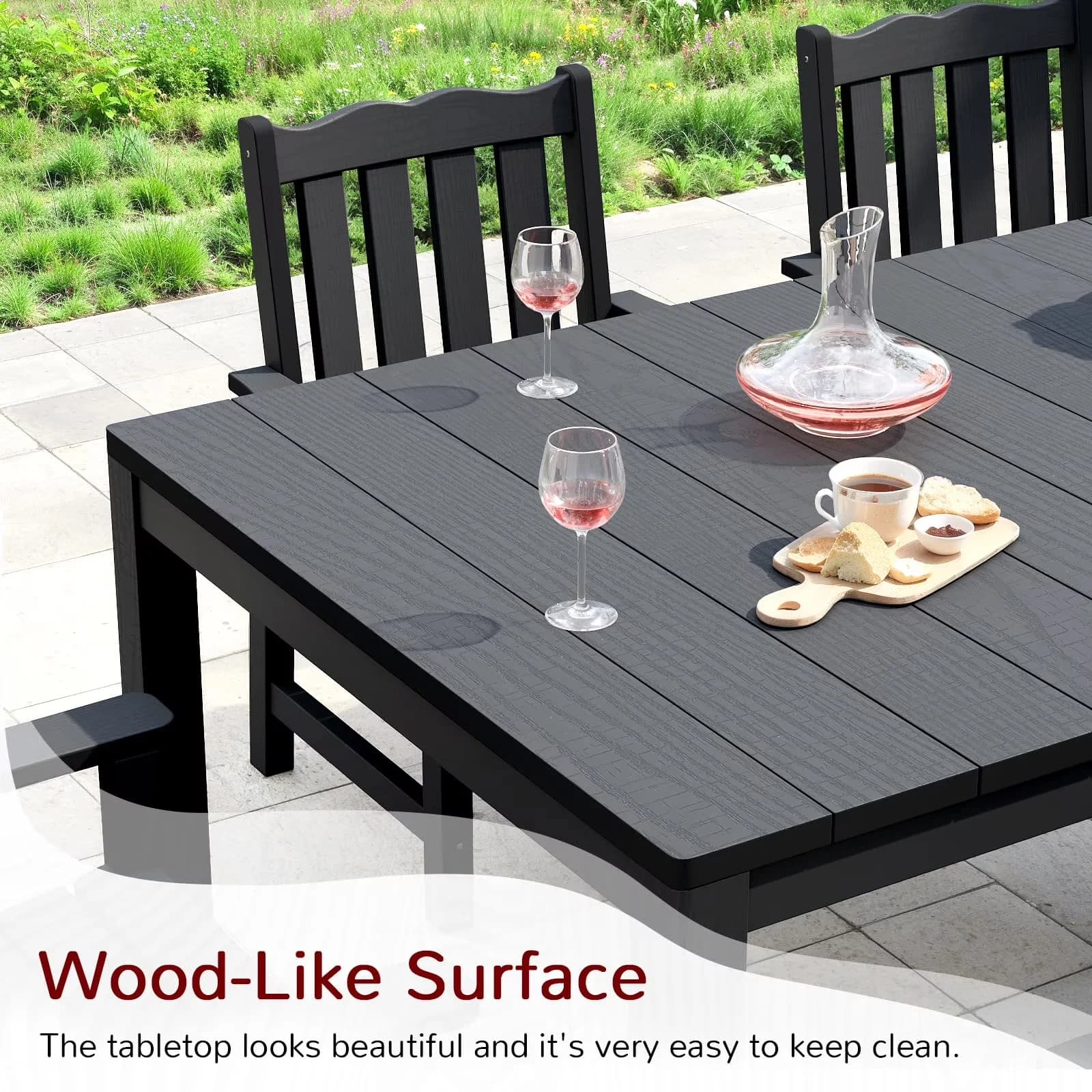 Patio Dining Set Quality with Waterproof, Modern - High Impact Polystyrene (Hips) , Stainless Steel Black Model C2F19D
