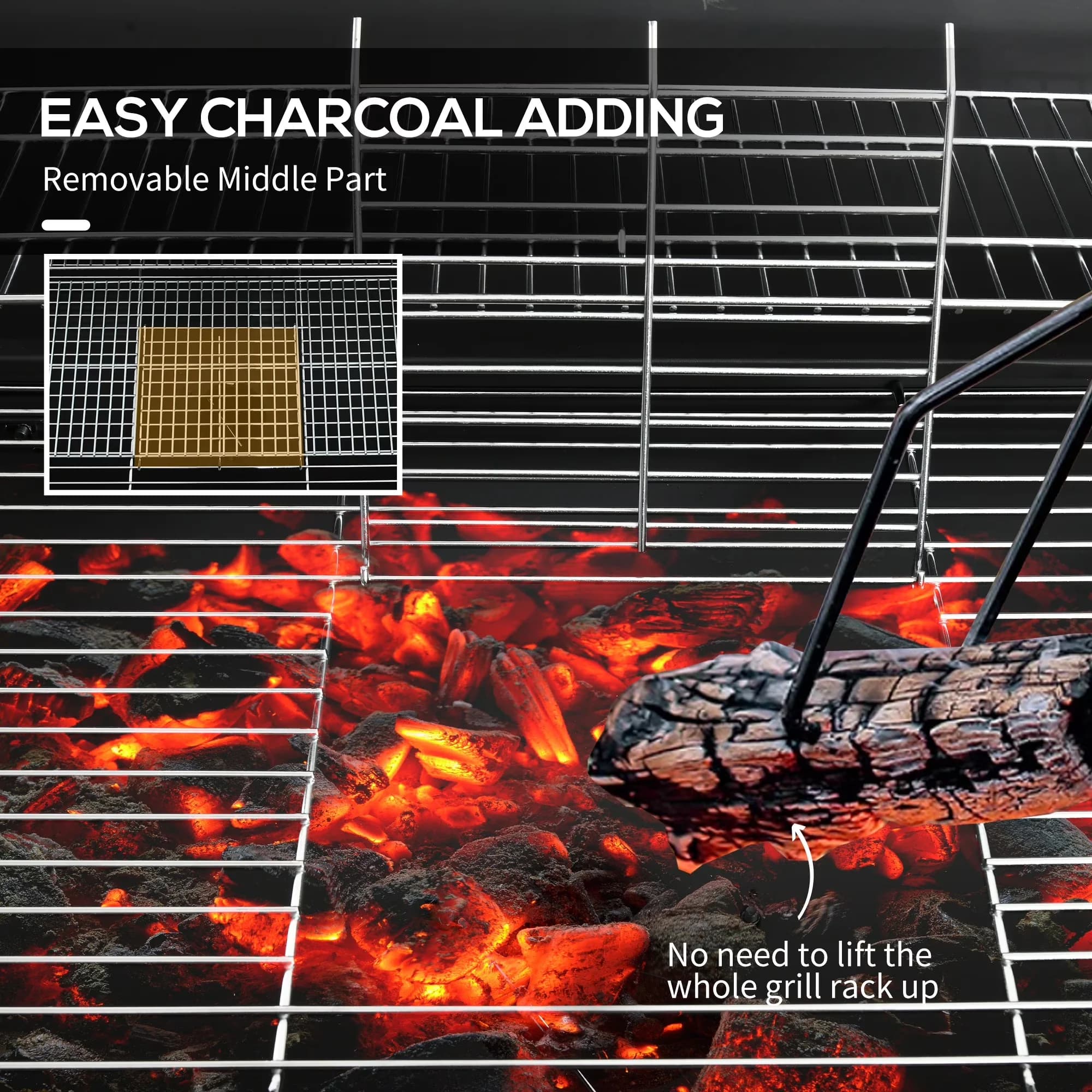 Reliable Charcoal Grill with Thermometer, Warming Rack, Barrel BBQ - Black Steel Model 95EB2B