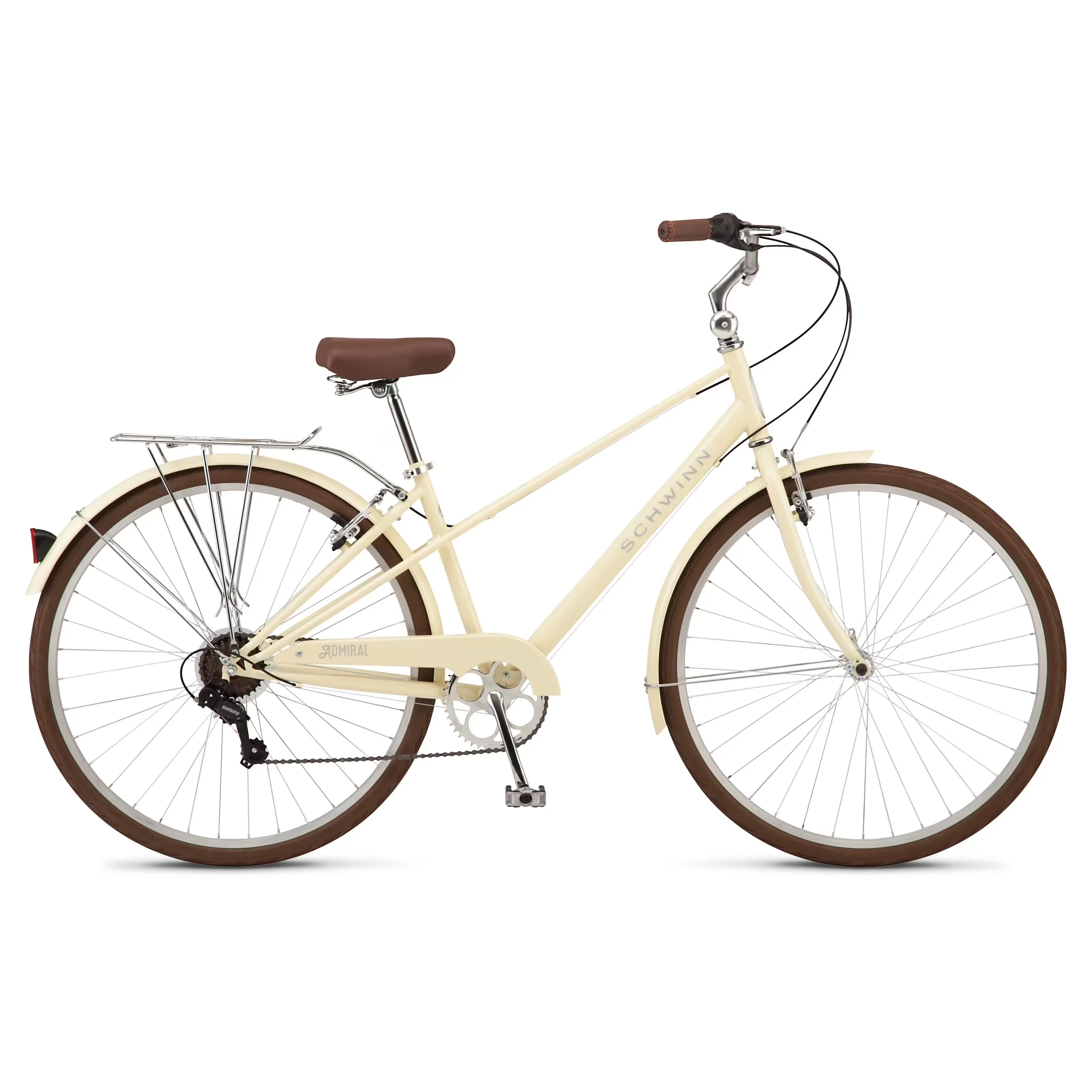 Premium Mountain Bike with Adjustable Seat Height, Admiral 700c Adult Hybrid, 7 Speed - Off-White Model 0B3D9C