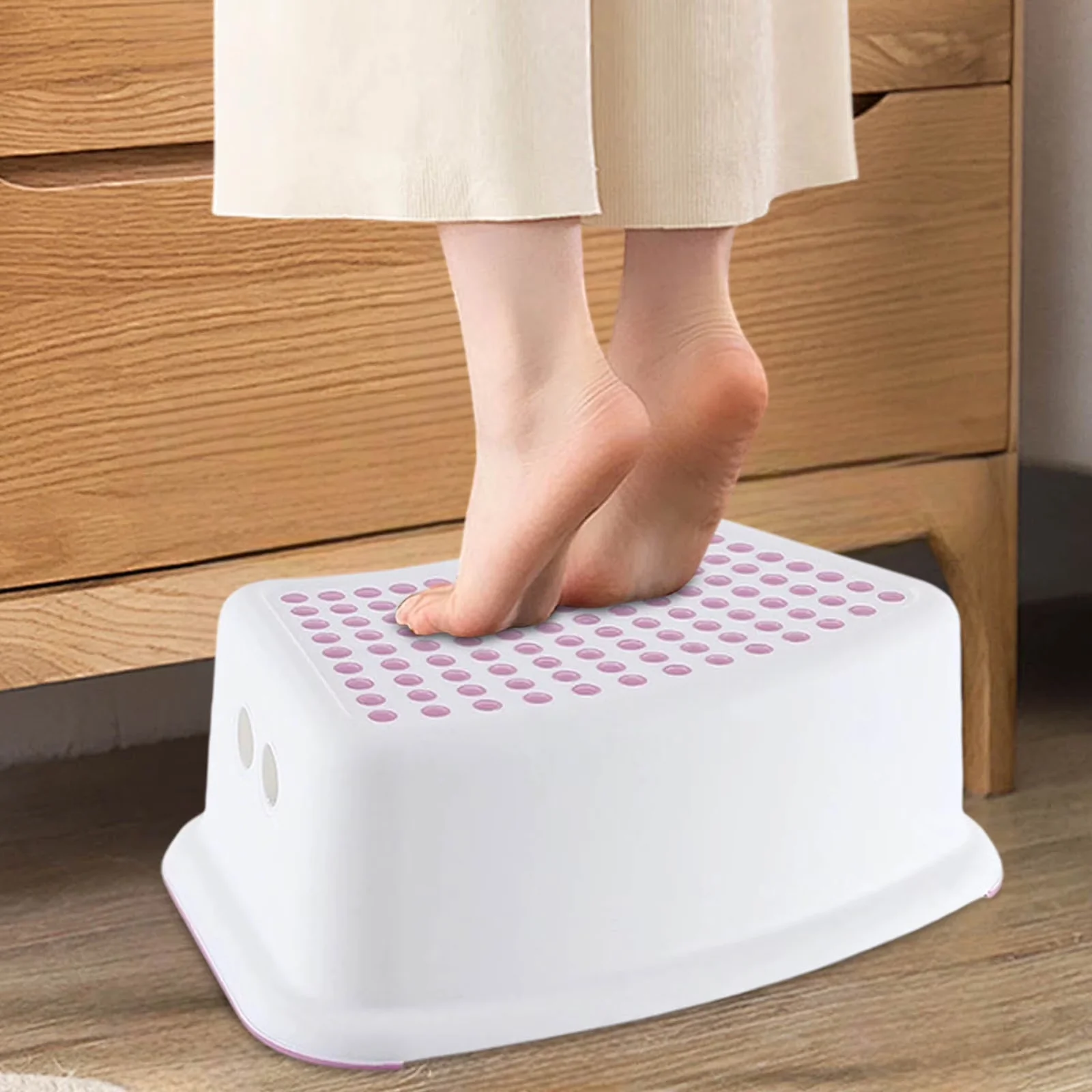 Ladders And Step Stool Compact with Anti-Slip - Plastic Pink Children for Home and Office Model 34AB04