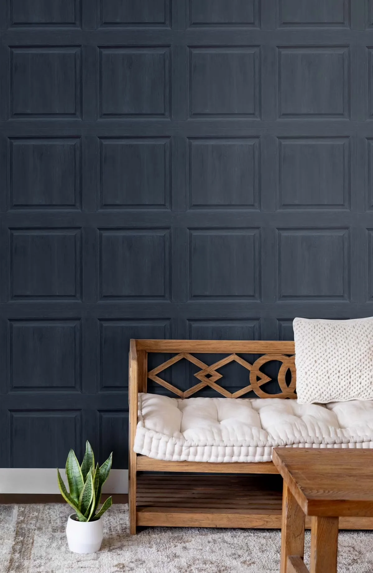 Premium Wallpaper with Removable, Navy - Self-Adhesive Vinyl Navy 5 in Model 2C1BA8