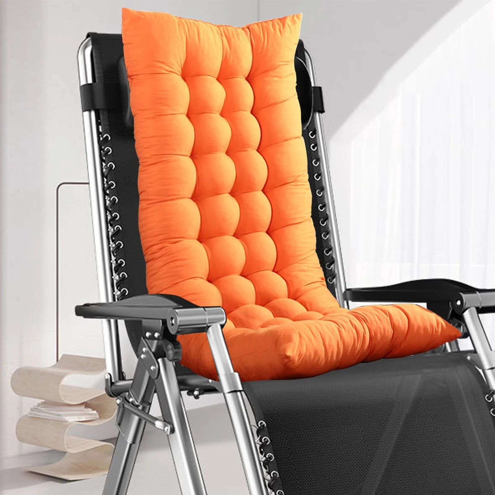 Beach Chair Professional with Fade-Resistant, 43.3 Inch Thickened Tufted Seat Cushion - Orange for Living Room, Home Model E3FACA
