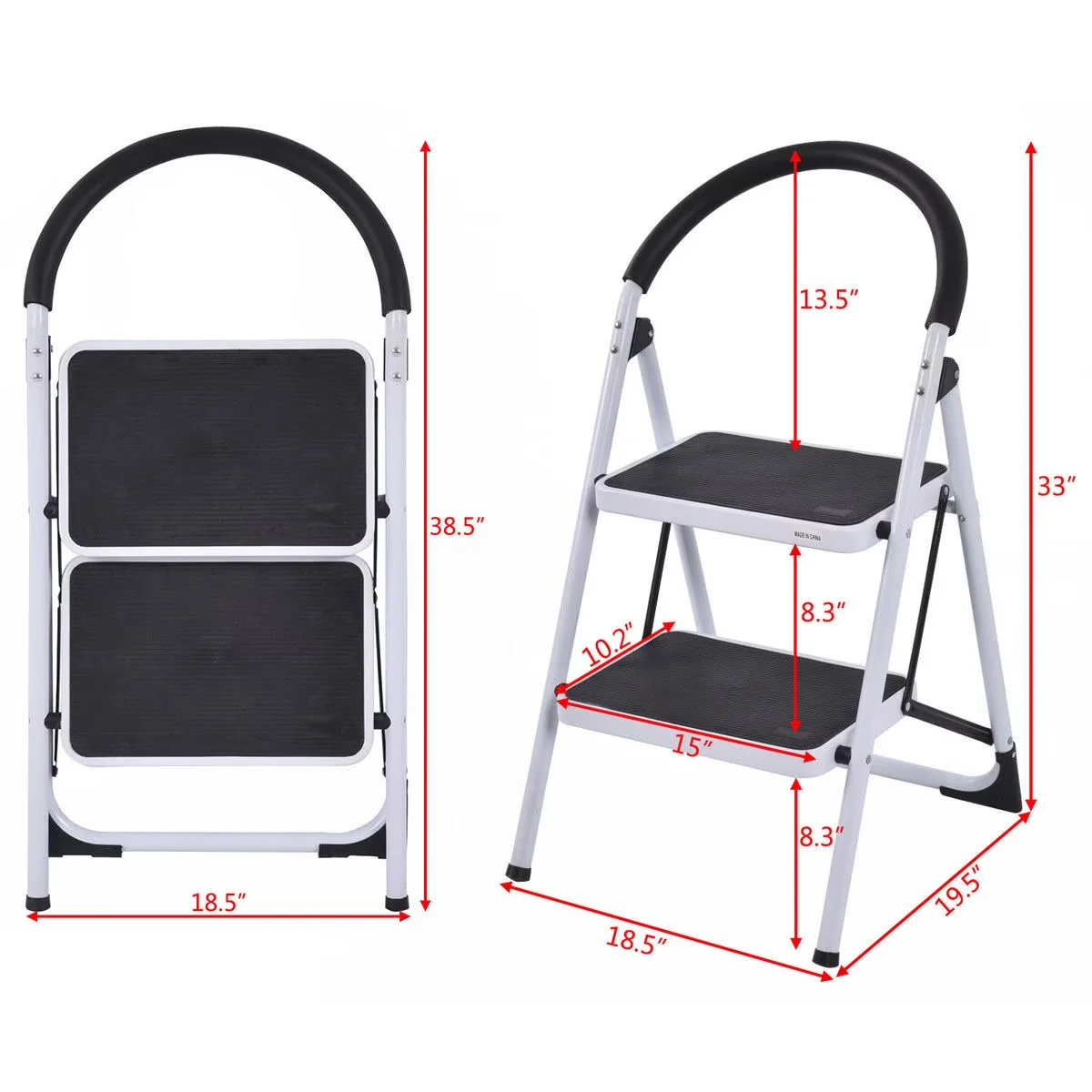 Durable Ladders And Step Stool with Foldable - Tube-Iron;Pedal-Pe Black & White Model 49277D