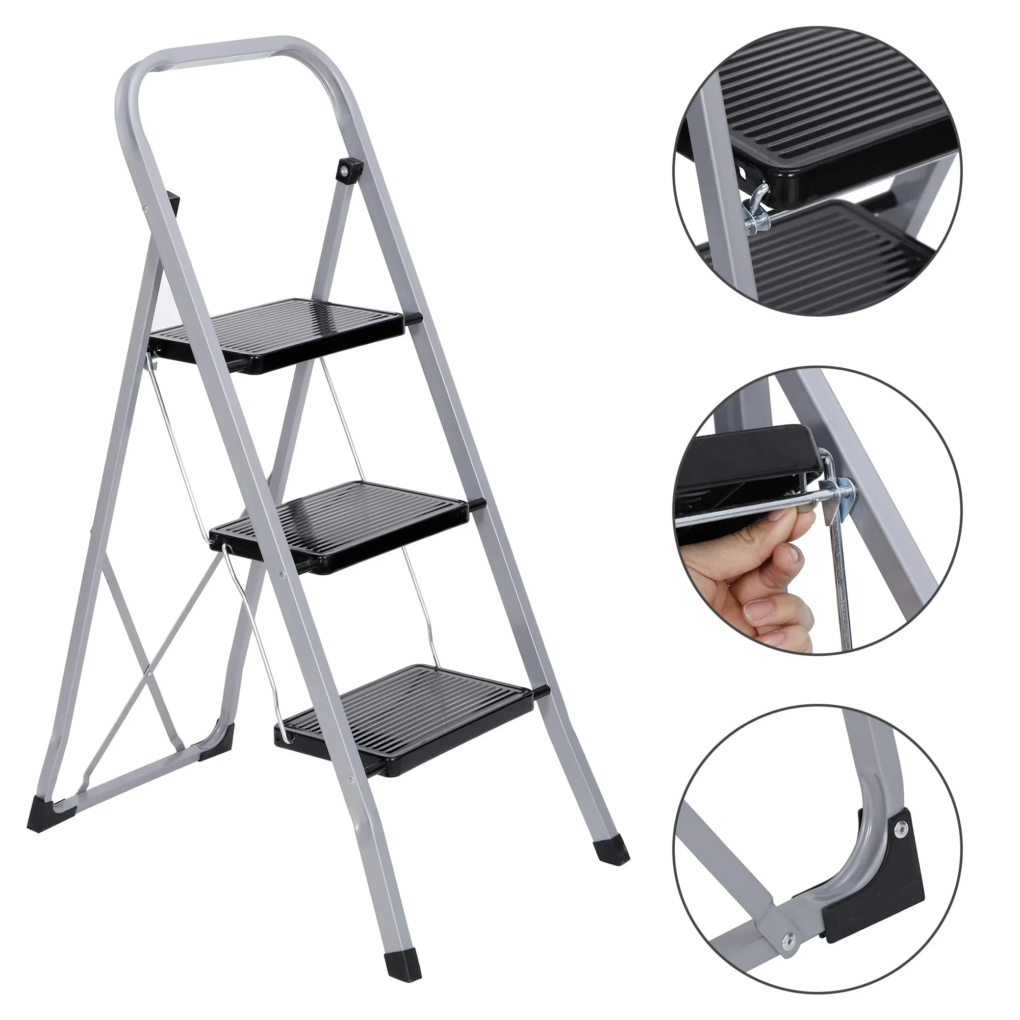 Sleek Ladders And Step Stool with Silver - Steel - Contemporary Style Model EC3BC6