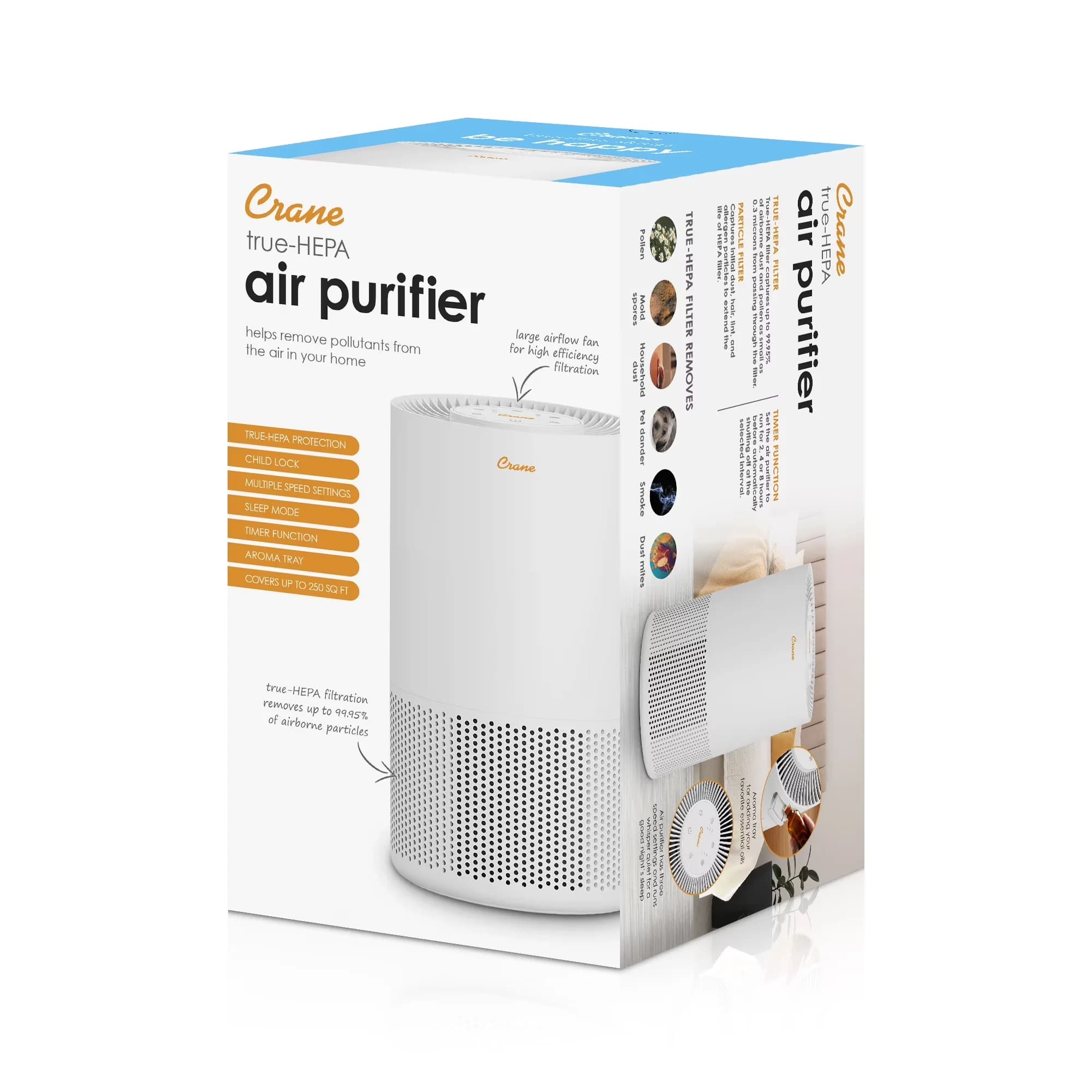 Professional Air Purifier with Variable Speed - White for Home True - Low Maintenance Model 796C46
