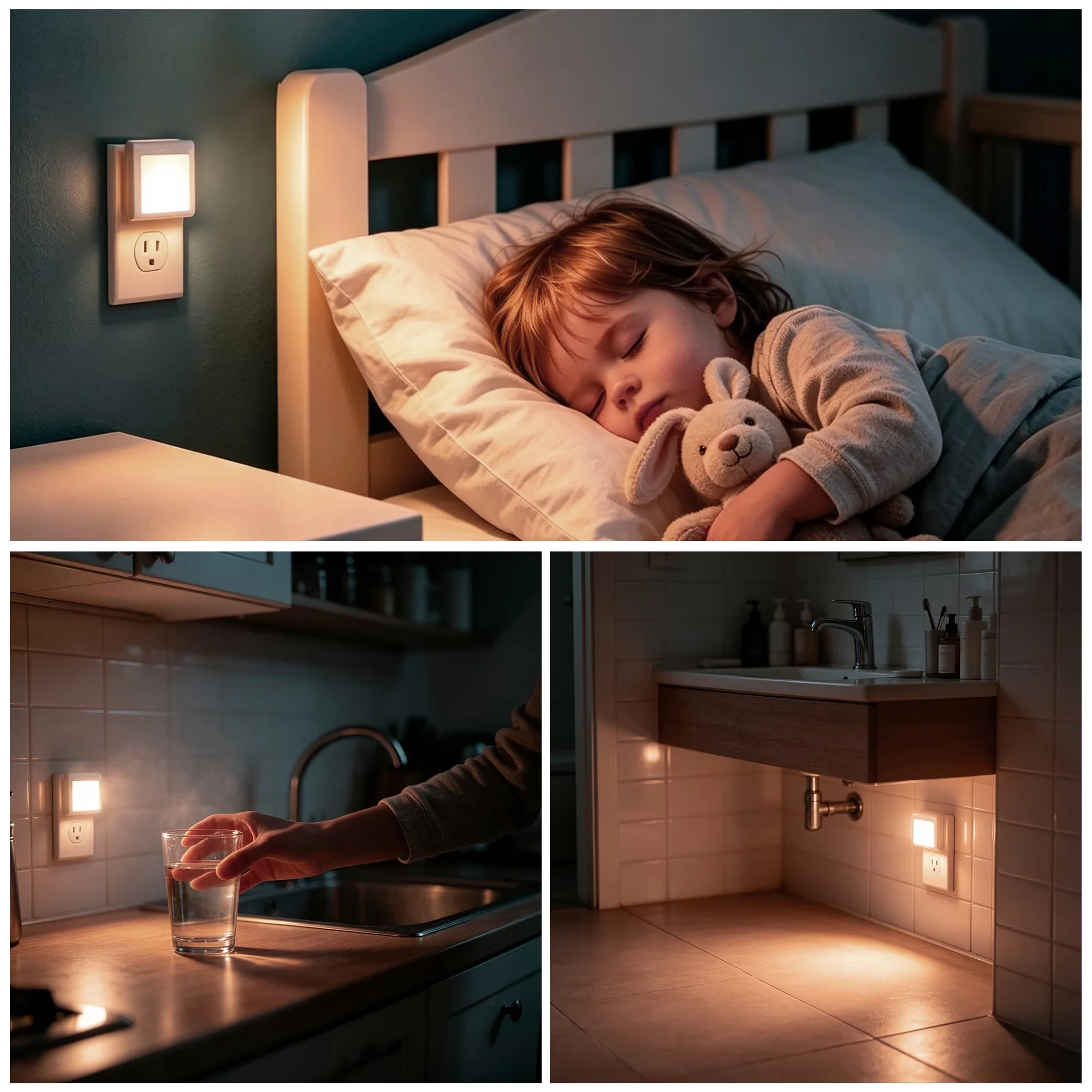 Modern Led Lighting with LED, 5W, Night Lights Plug into Wall 2 Pack - White Model 5BA639
