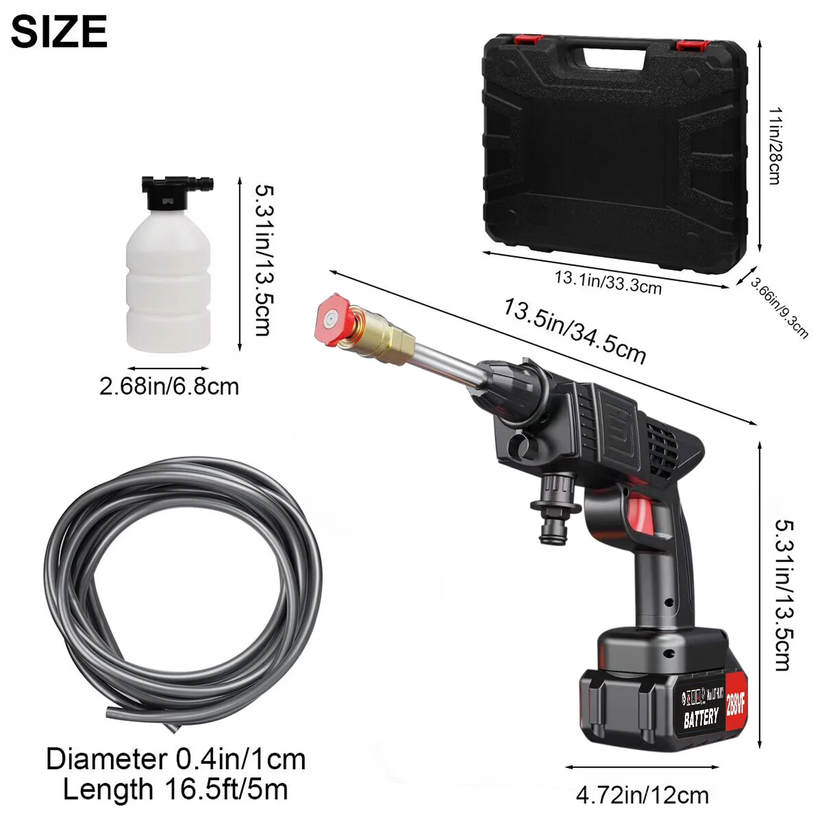 Efficient Pressure Washer with Battery, 288VF Cordless, 2 Batteries and Charger for Home - Model 406BB0