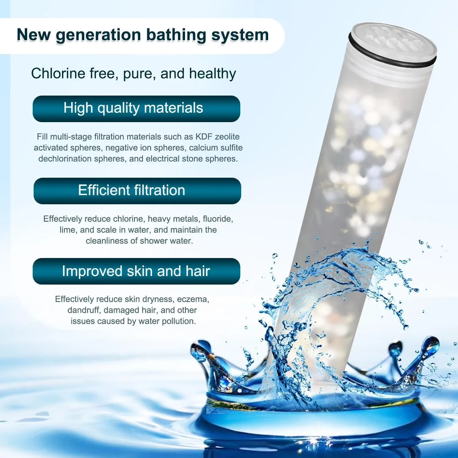 Efficient Shower Head with Filtered, Water Softener Filter - Stainless Steel Number_Of_Items Model 0DCA6A