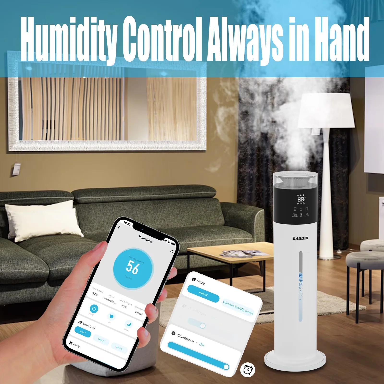 Essential Humidifier with Timer, 2.1Gal(8L) Smart Humidifiers - Wte-8Lp-White for Bedroom Model 2C7FF0