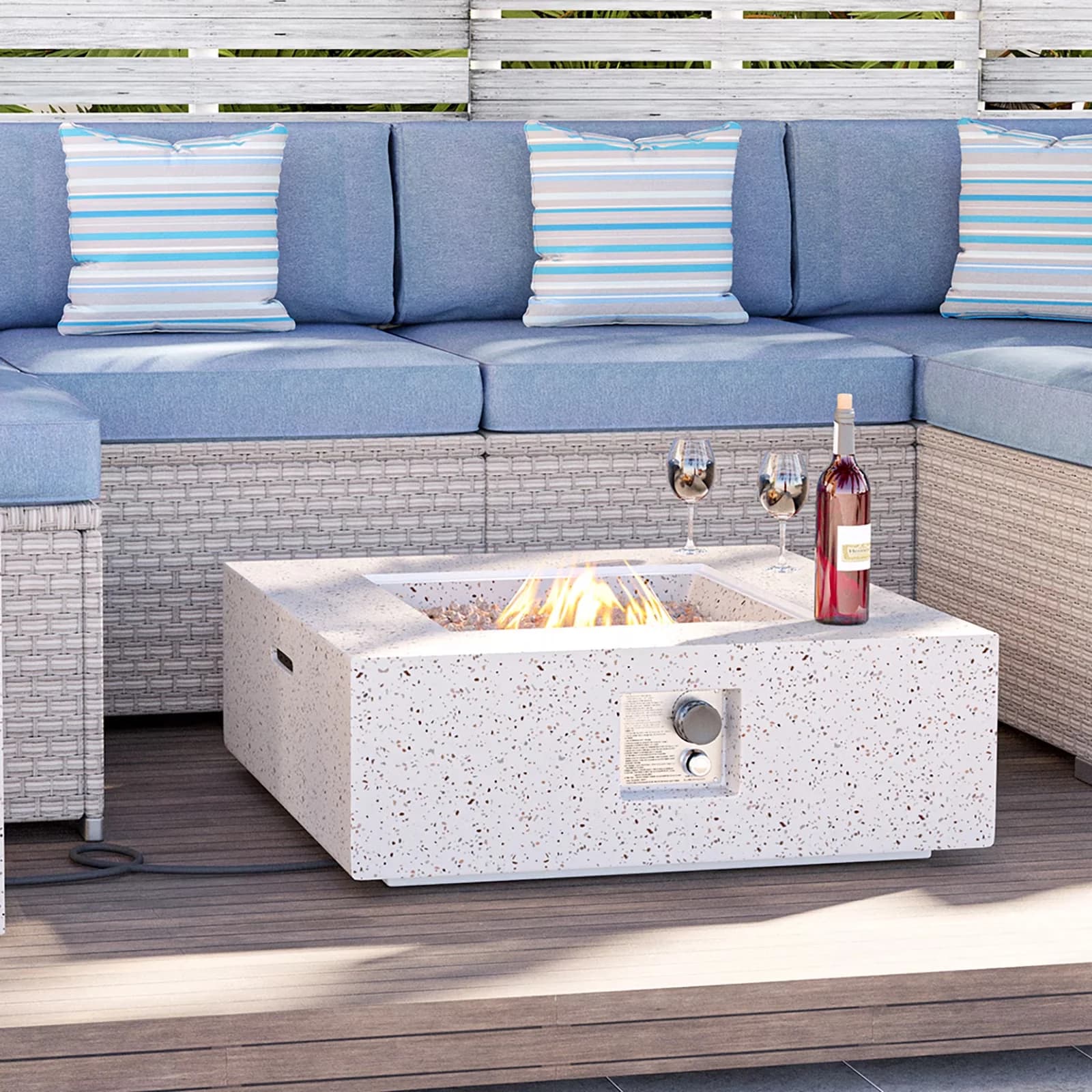 Professional Outdoor Heating with Portable, Terrazzo White Faux Stone Finish - White Concrete Model B676F7