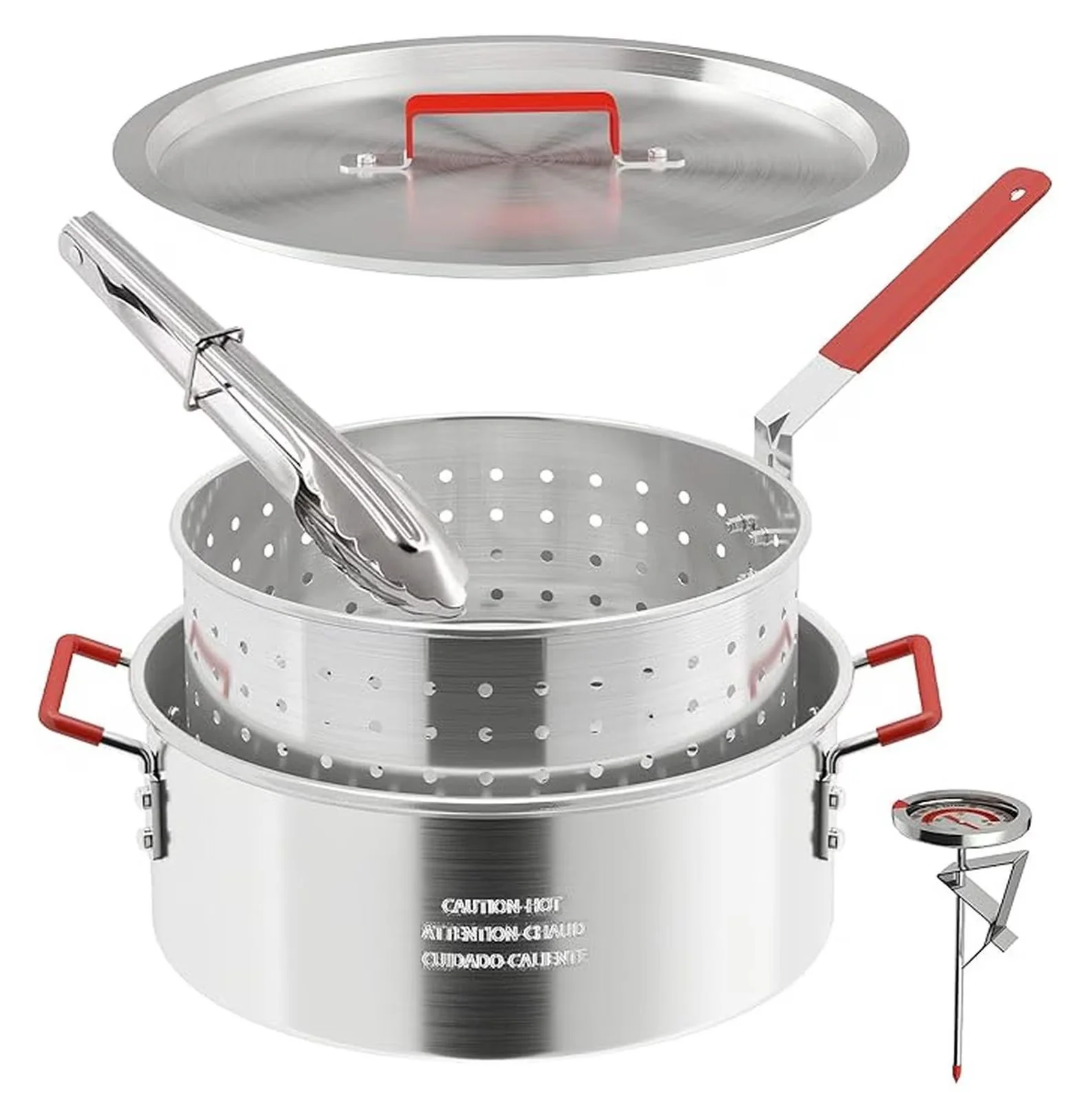 Professional Outdoor Fryer with 10QT Aluminum Fish Pot |, Lid & Tong | Deep for Small - Model 0B39F8