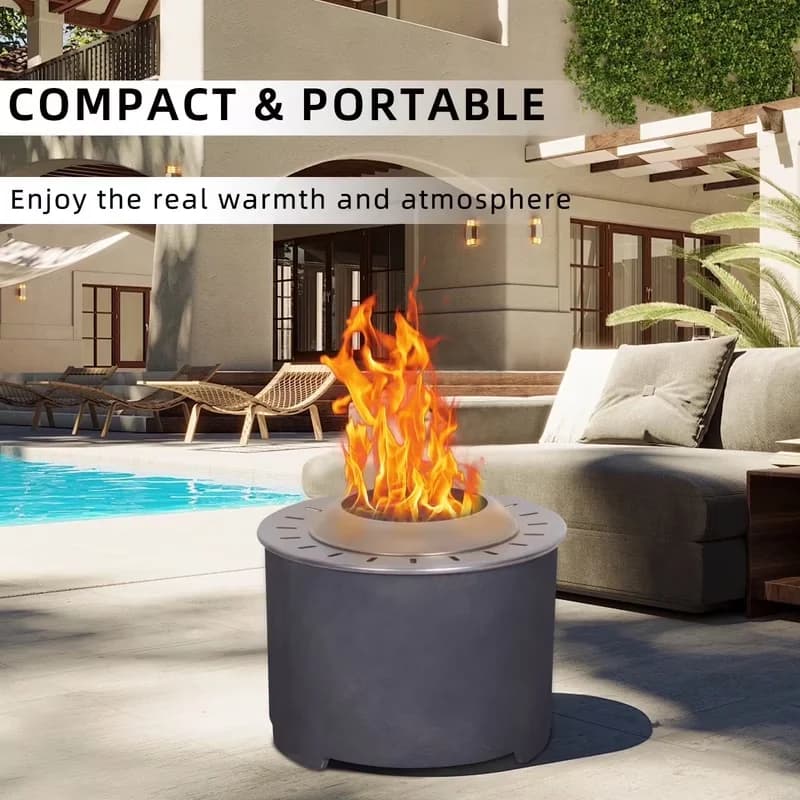Outdoor Heating Efficient with Smokeless, Weatherproof - Terrafab,Stainless Steel Dark Grey for Outdoor, Patio Model 2537F5