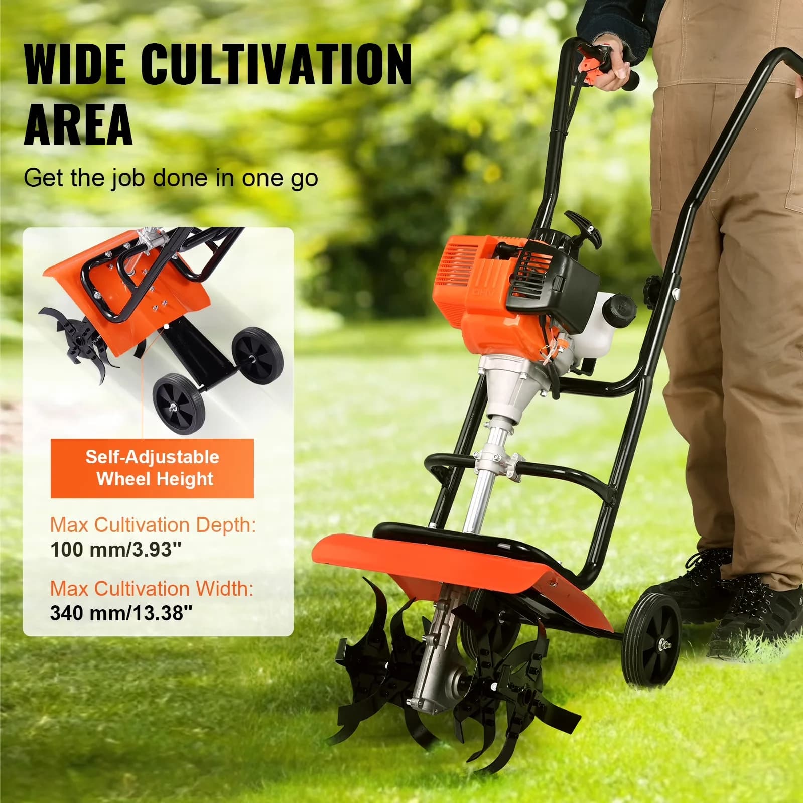 Classic Trillers Cultivator with Garden Tiller, 31CC 4-Stroke Engine, Adjustable 4 Steel Tines - Model 37131E