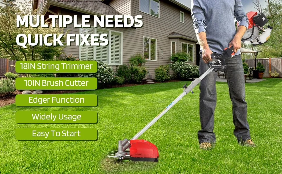Stylish String Trimmer with Bevel Adjustment, Edger Conversion Capable - 5 In 1 (Red) Model 18B40F