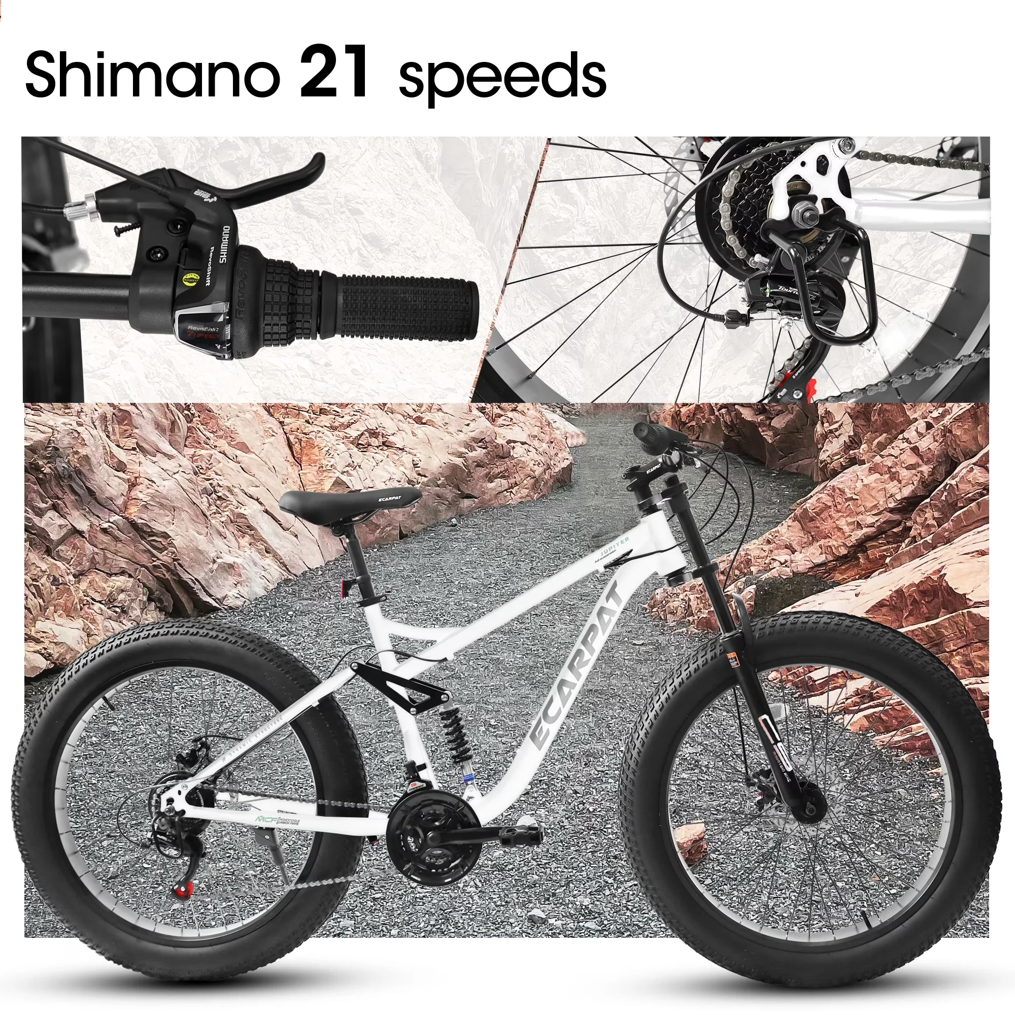 Quality Mountain Bike with Adjustable Height, Adjustable Seat Height - White Model 159366