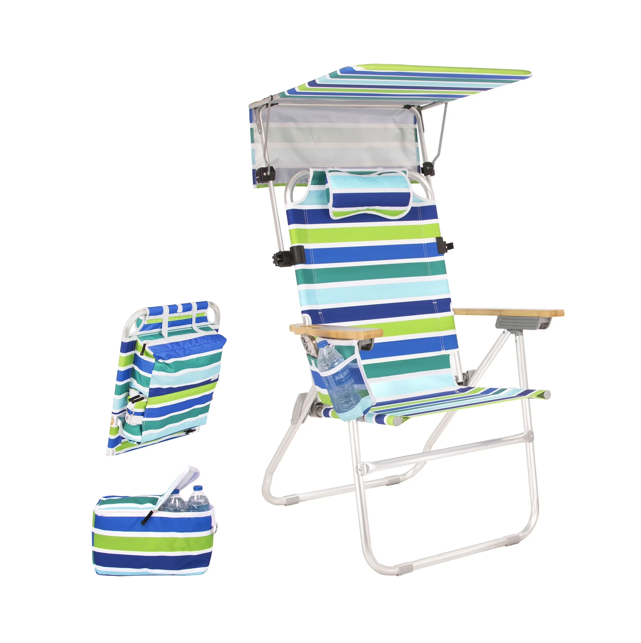 Durable Beach Chair with Adjustable, Rust Resistant, Folding - Aluminum, Polyester Model EC54BE