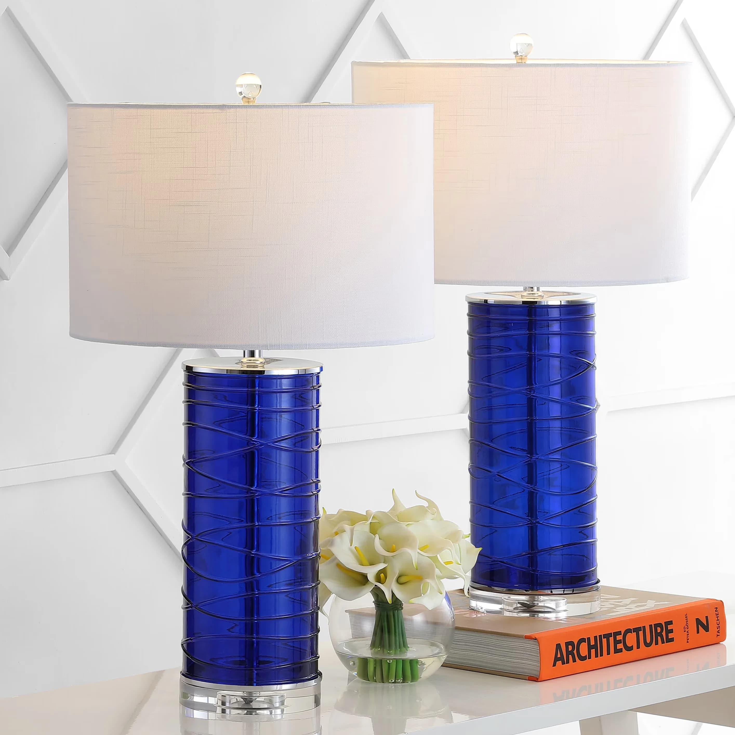 Table Lamp Durable with LED, Energy Efficient, Mid-Century - Crystal Blue Model 930A0C