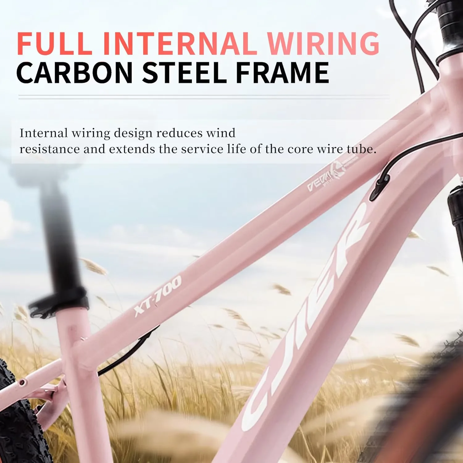 Efficient Mountain Bike with Adjustable Height, 24 Inch - Pink 21 - Compact and Portable Model 396C2D